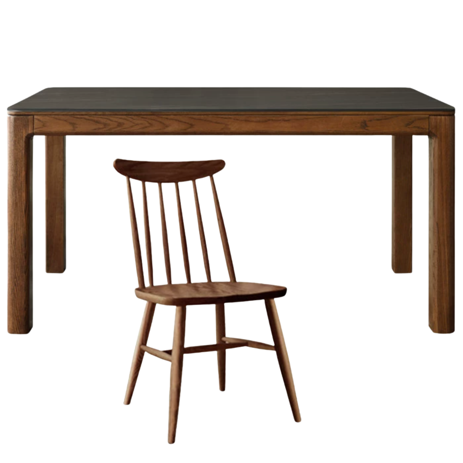 Ash Solid Wood Rock Plate Brown Dining Table