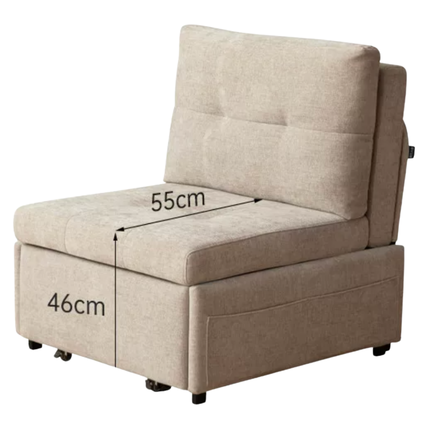 Fabric Convertible Sleeper Chair with Side Storage Pocket