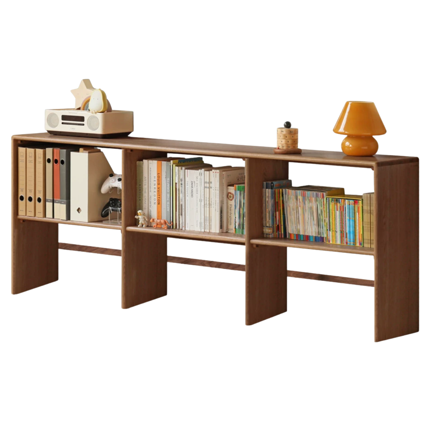 Oak, Solid Rubberwood TV Cabinet Minimalist Children's Toy Storage.