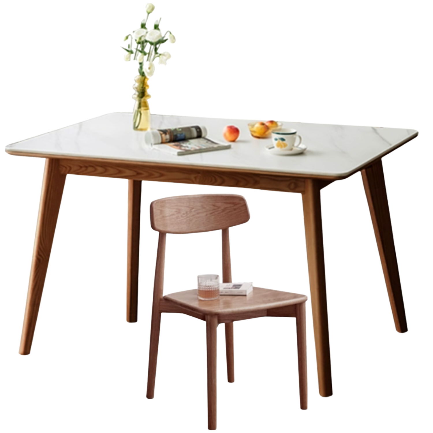 Ash, Black Walnut Solid Wood Slate Dining Table