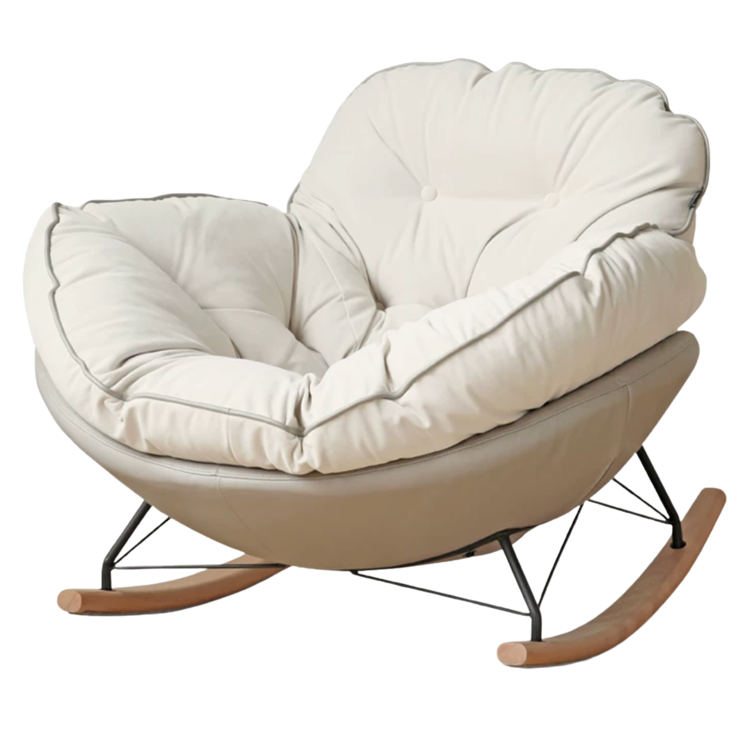 Beech Solid Wood Technology Cloth Casual Rocking Recliner Chair