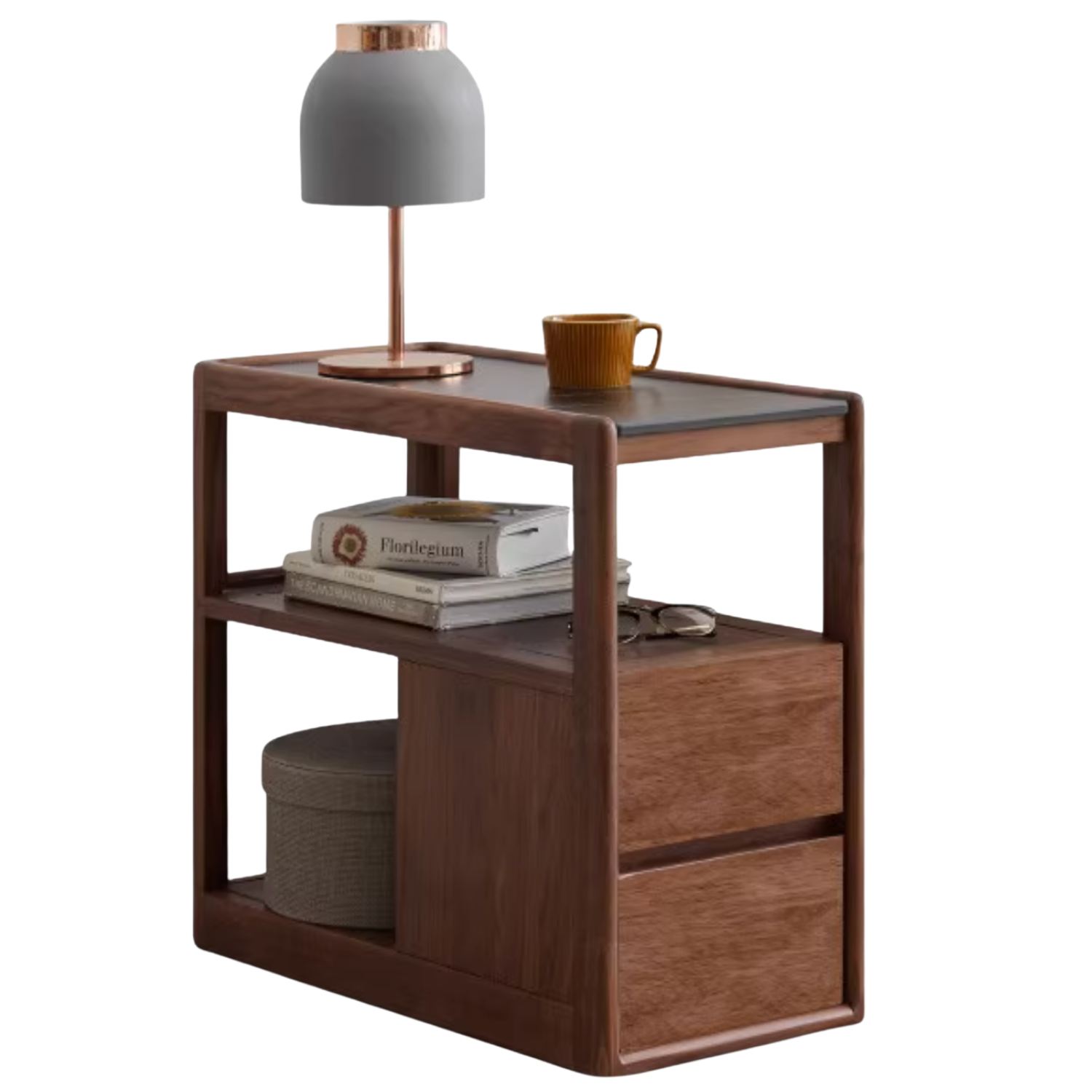 Black Walnut, Solid Sandal Wood With Slate Top Side Table