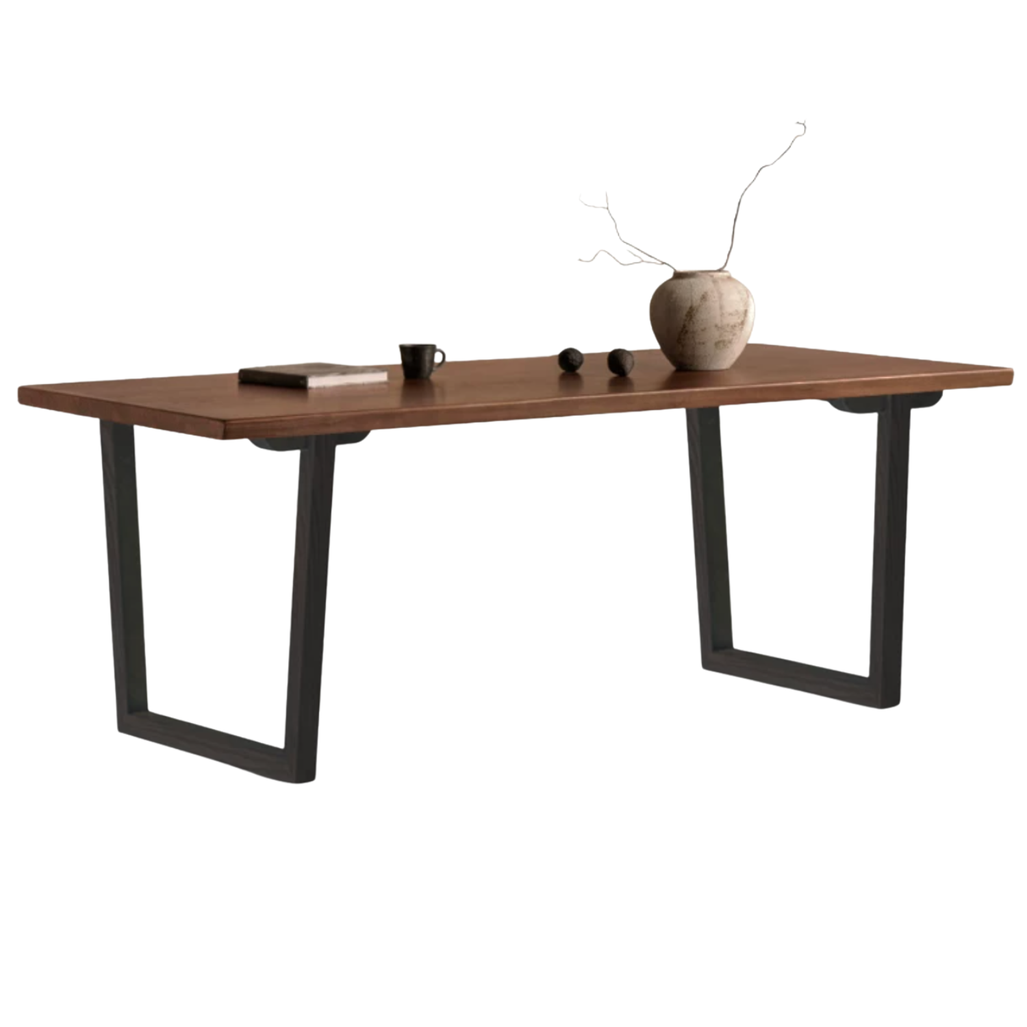 Black Walnut, Sandalwood Solid Wood Wabi Sabi Style Large Board Dining Table