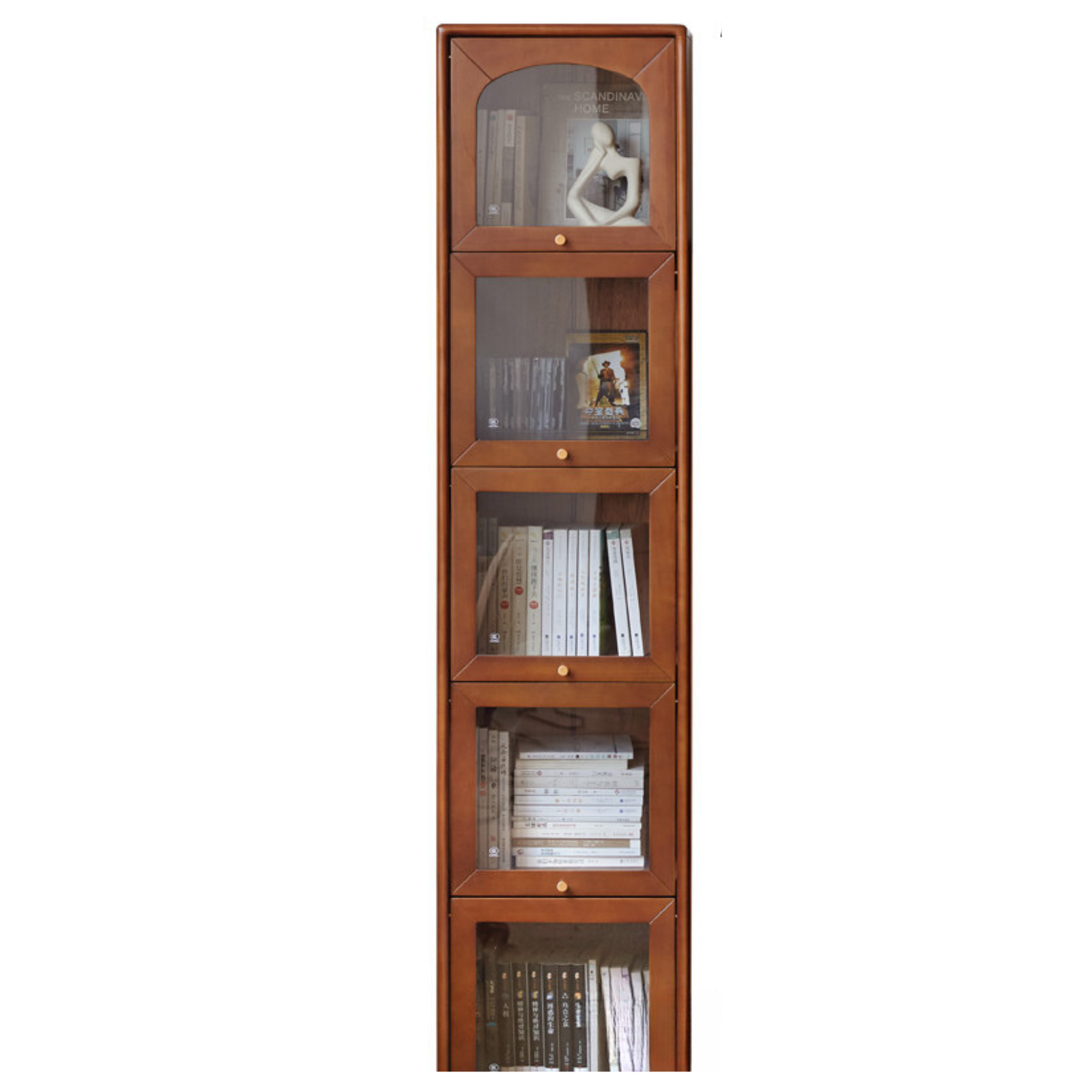 Poplar solid wood French retro glass flip door bookcase