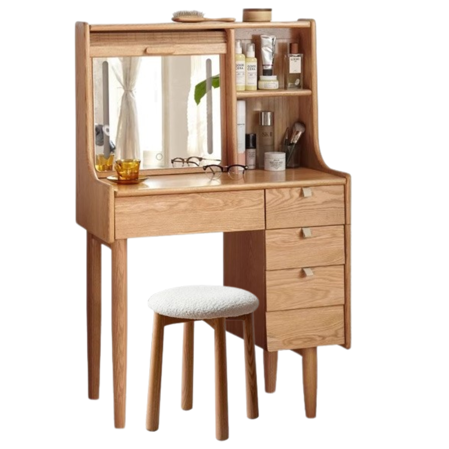 Oak solid wood Japanese bamboo curtain dressing table