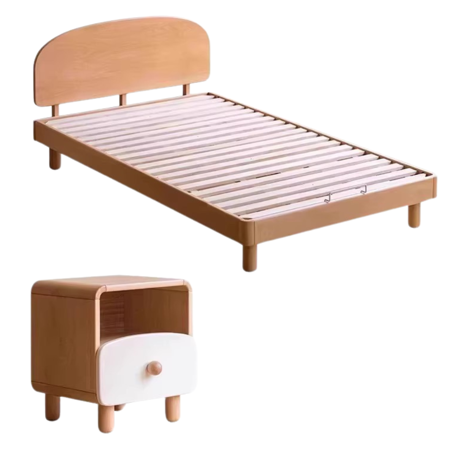 Beech Solid Wood Modern Children's Single Bed