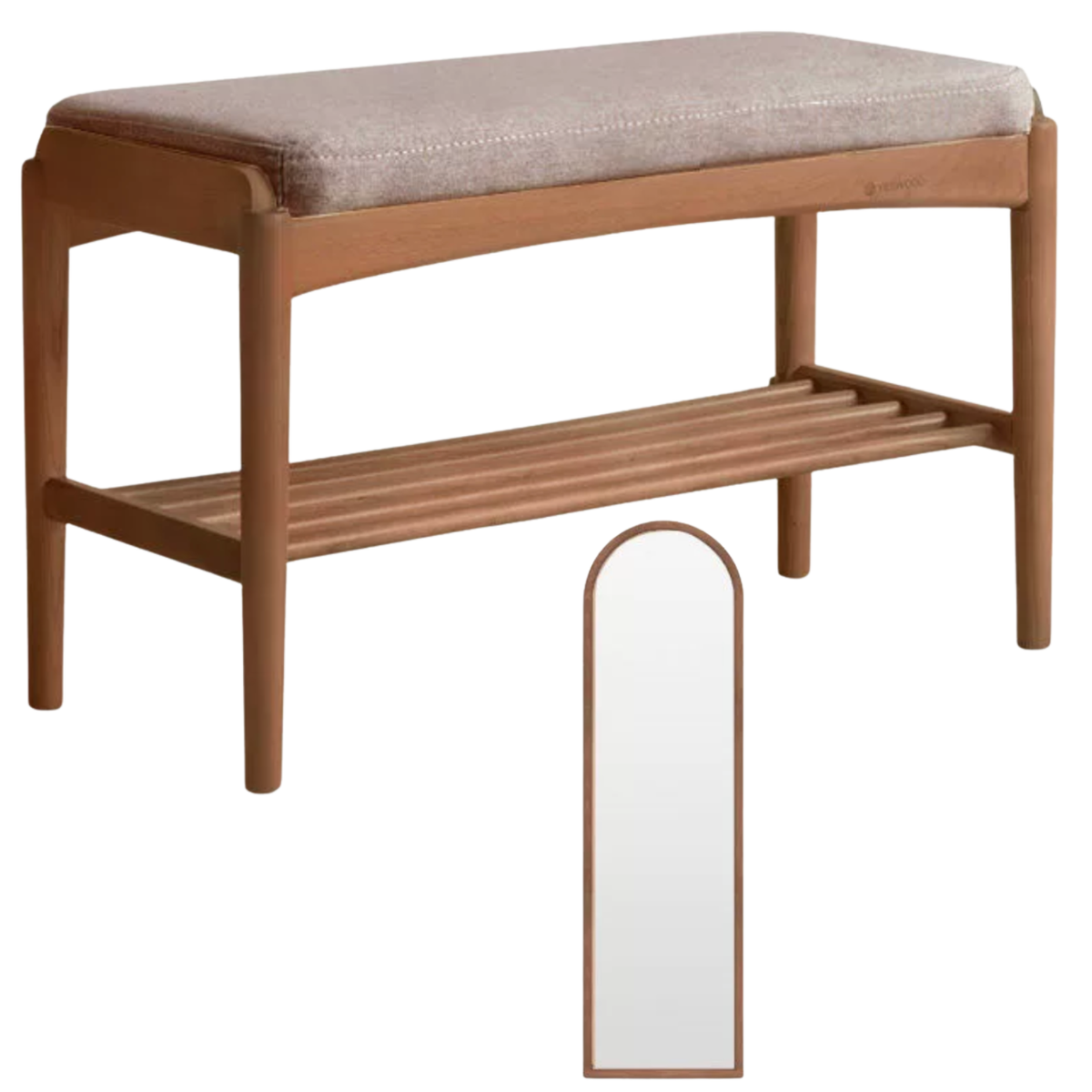 Back Walnut, Oak, Beech, Cherry Solid Wood Shoe Storage Bench