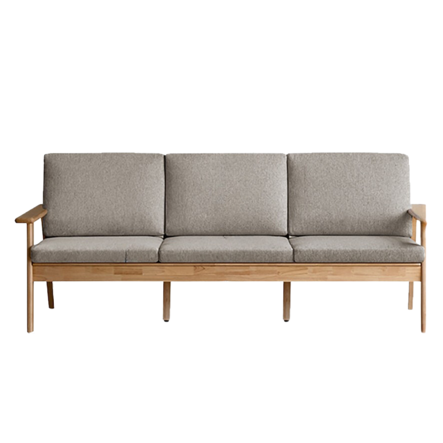 Pine Solid Wood Three Seat Rubber Wood Straight Sofa