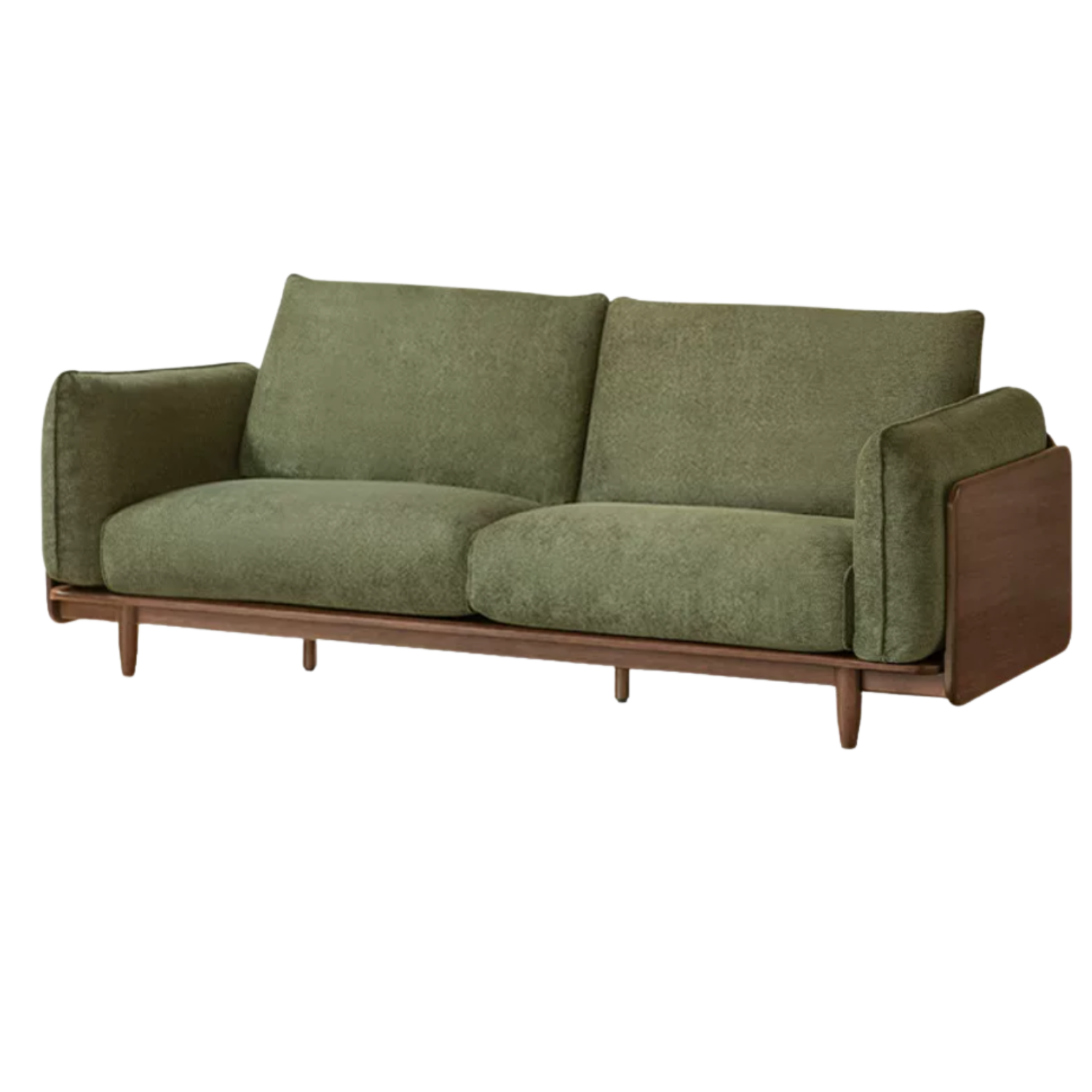 Black Walnut Solid Wood, Oak, Solid Sandalwood Genuine leather, fabric Sofa with Wood Base