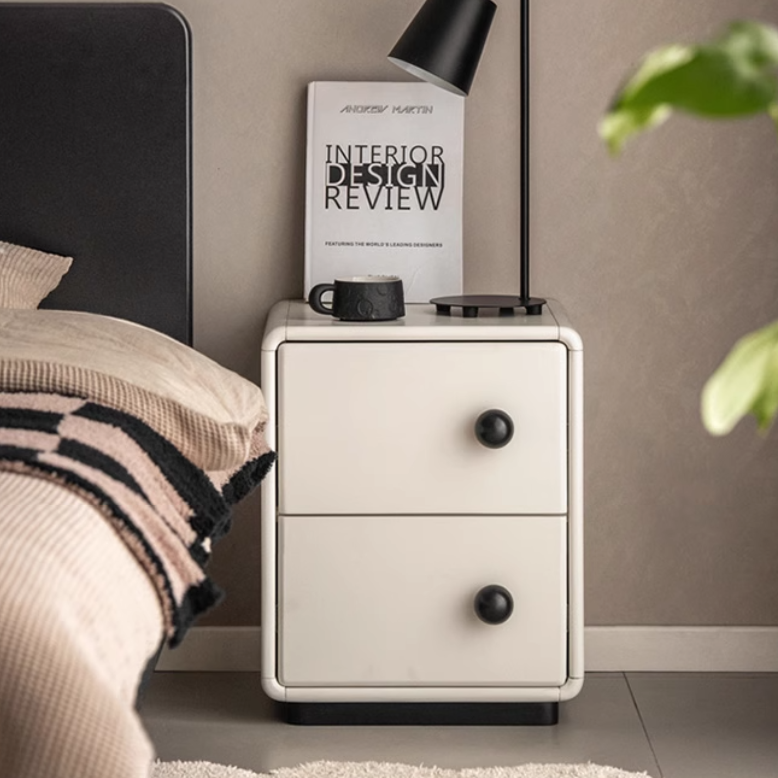 Poplar Solid Wood Modern White Nightstand