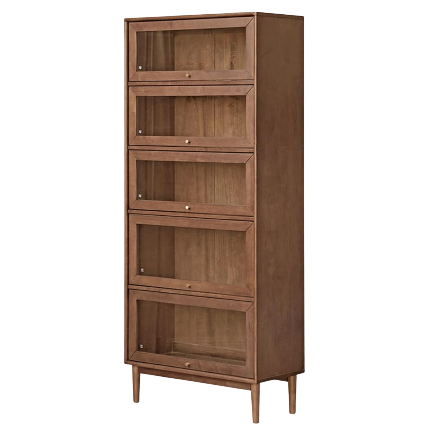 Oak Solid Wood, Rubberwood Glass Flip Door Bookcase
