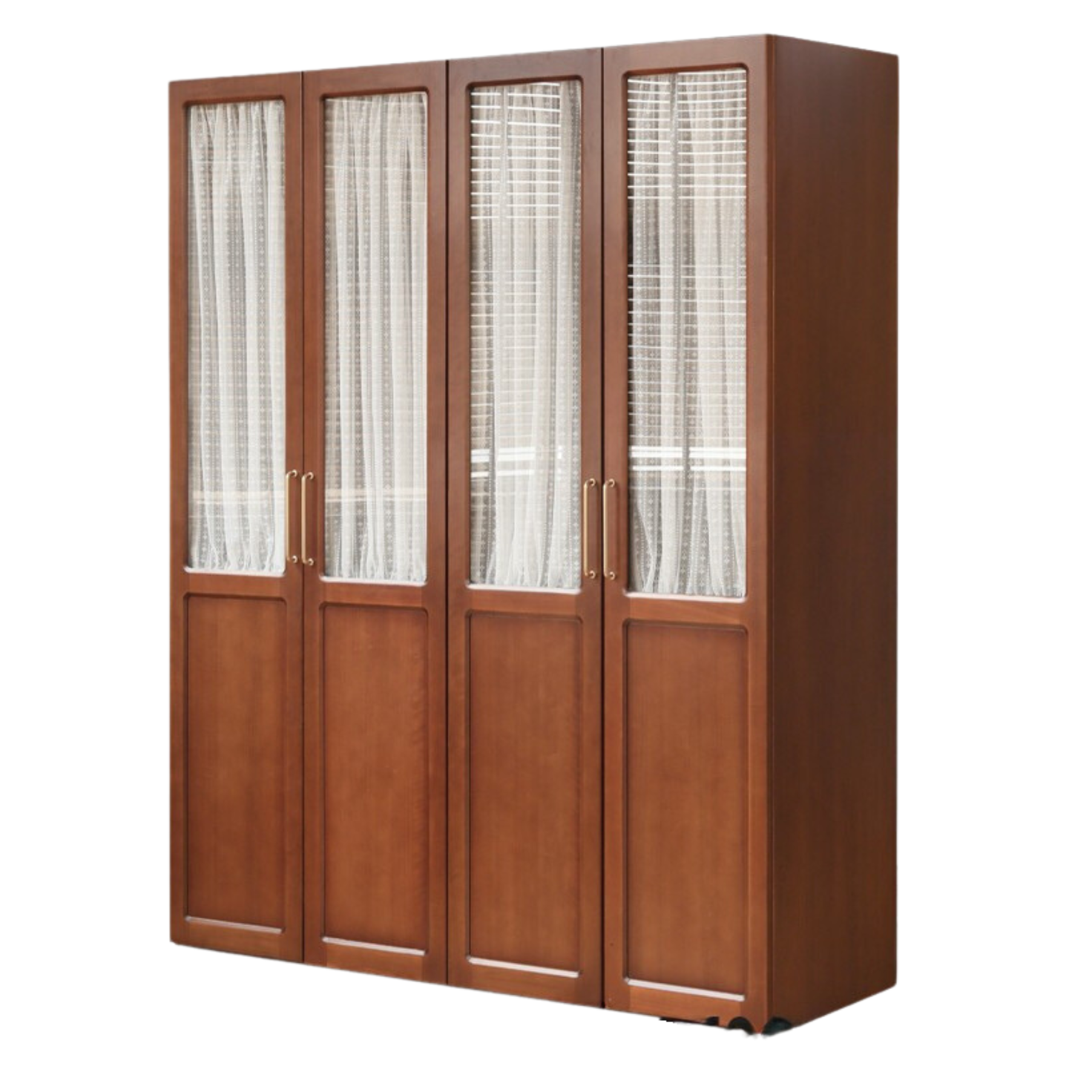 Poplar Solid Wood Modern Retro Style Double Door Wardrobet