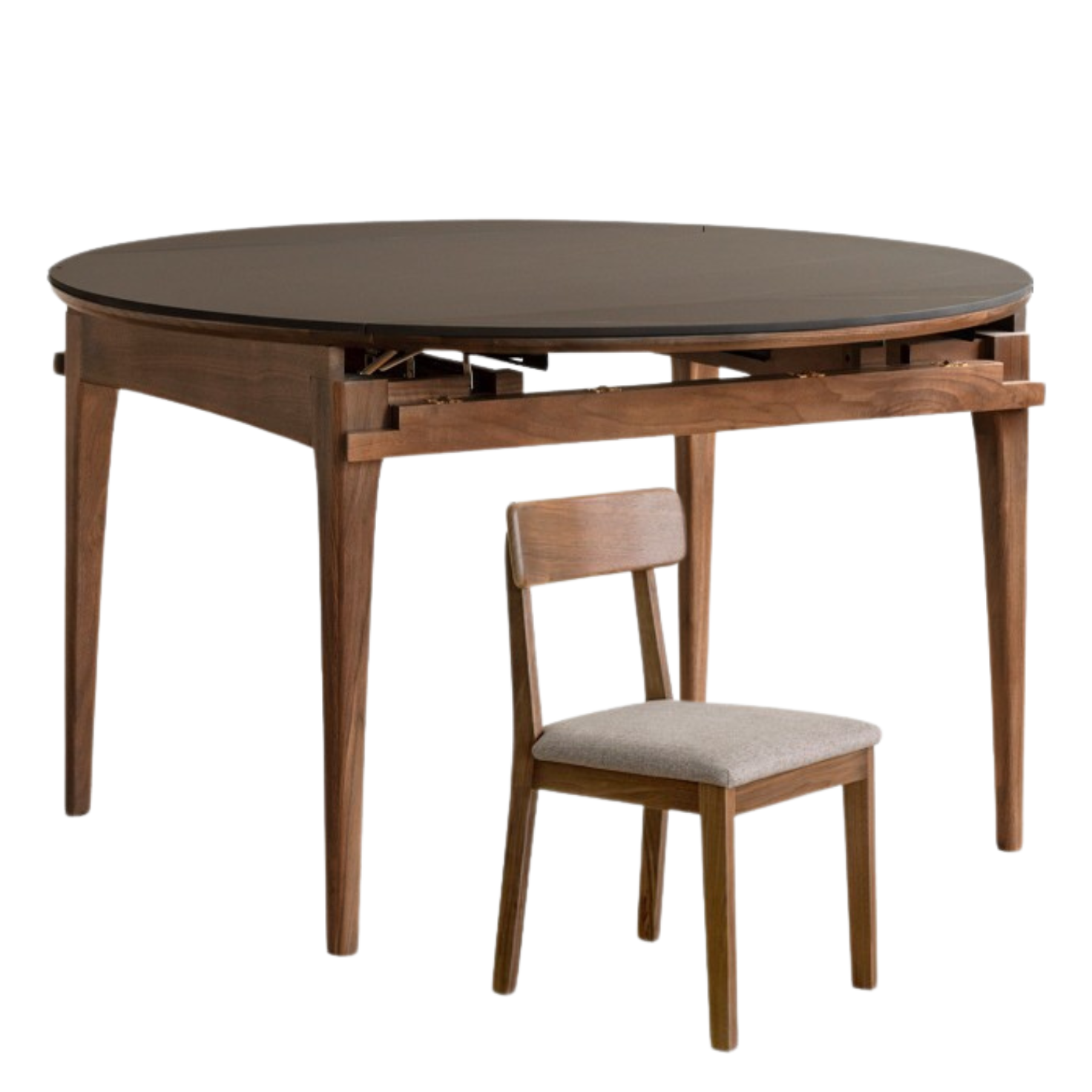 Black Walnut, Oak Solid Wood Modern Folding Rock Dining Table