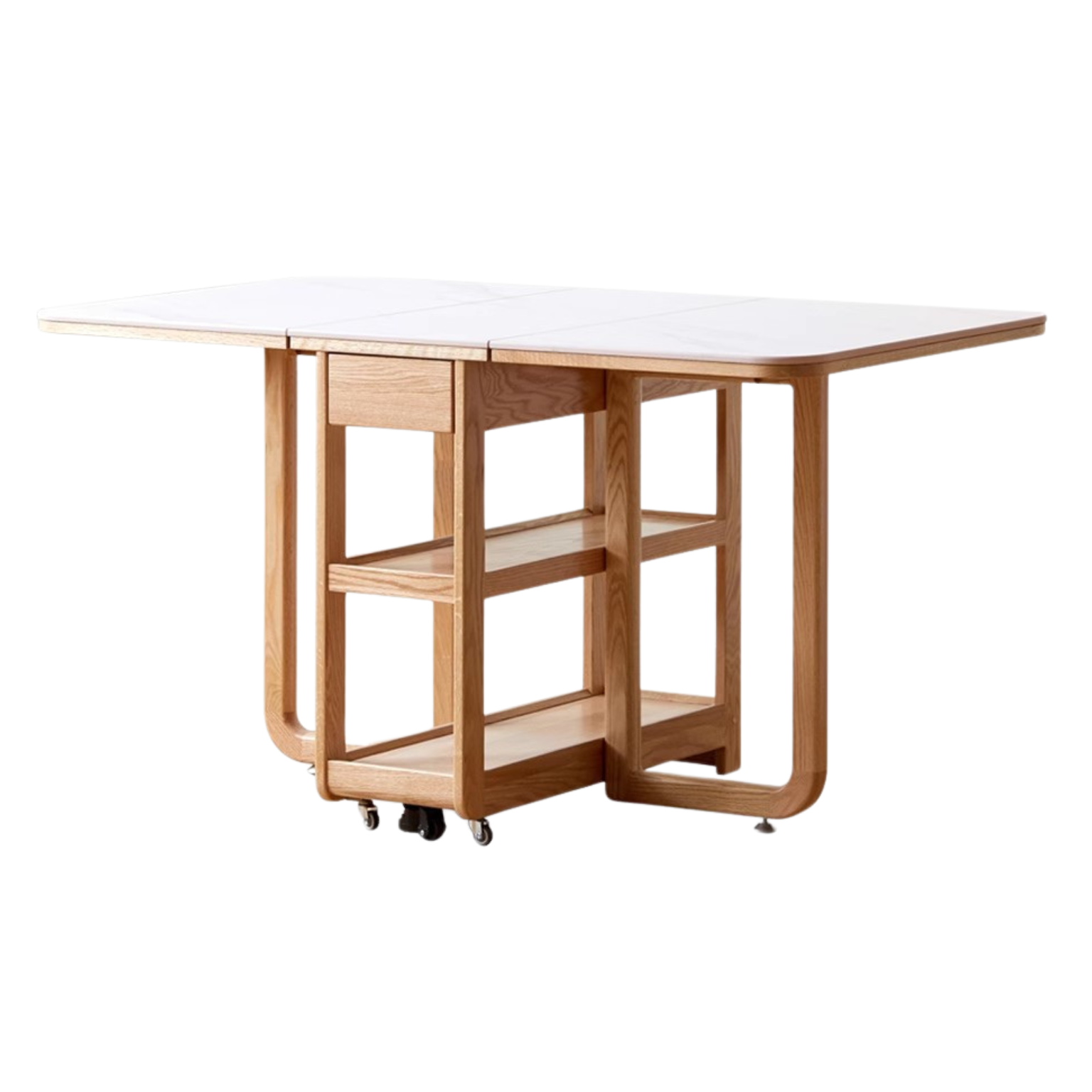 Oak Solid wood folding multi-functional storage telescopic dining table ,