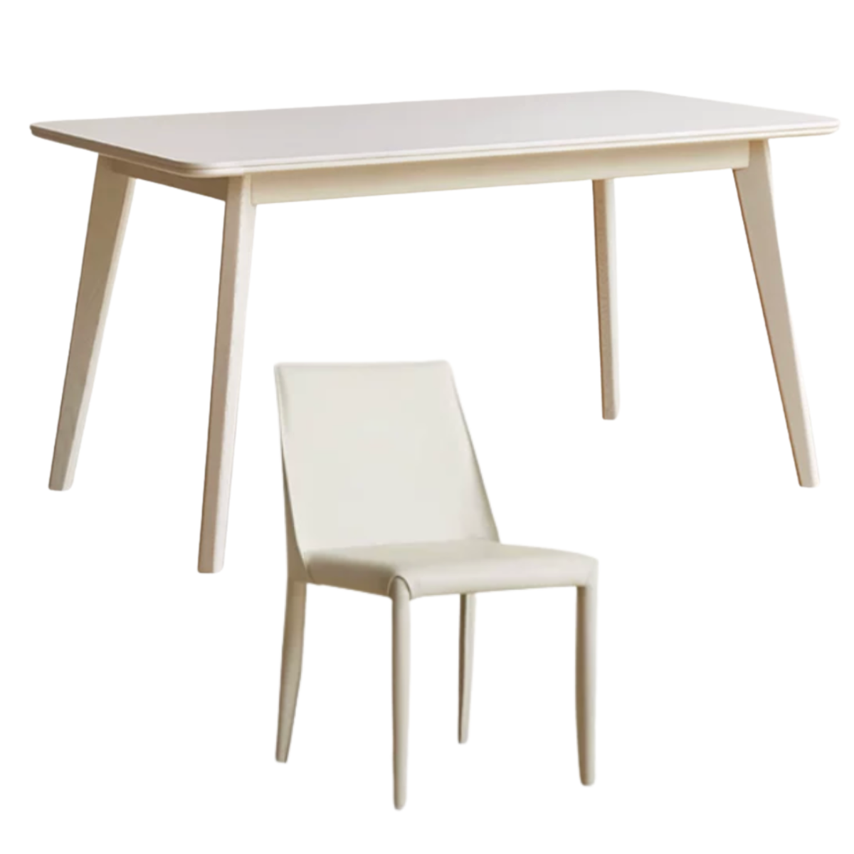 Birch, Liriodendron Solid Wood Slate Cream Wind White Dining Table