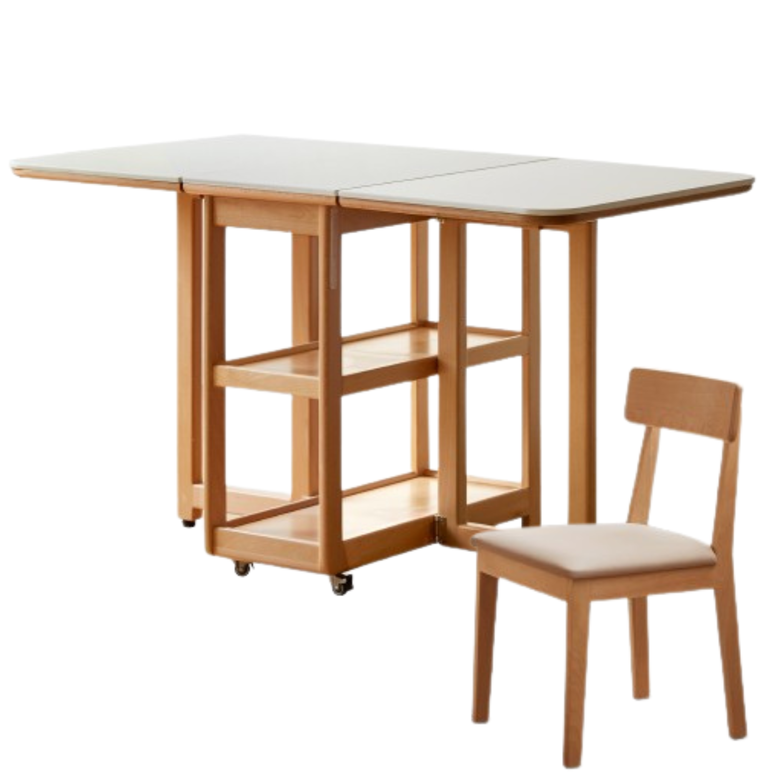 Beech solid wood folding movable rock plate dining table