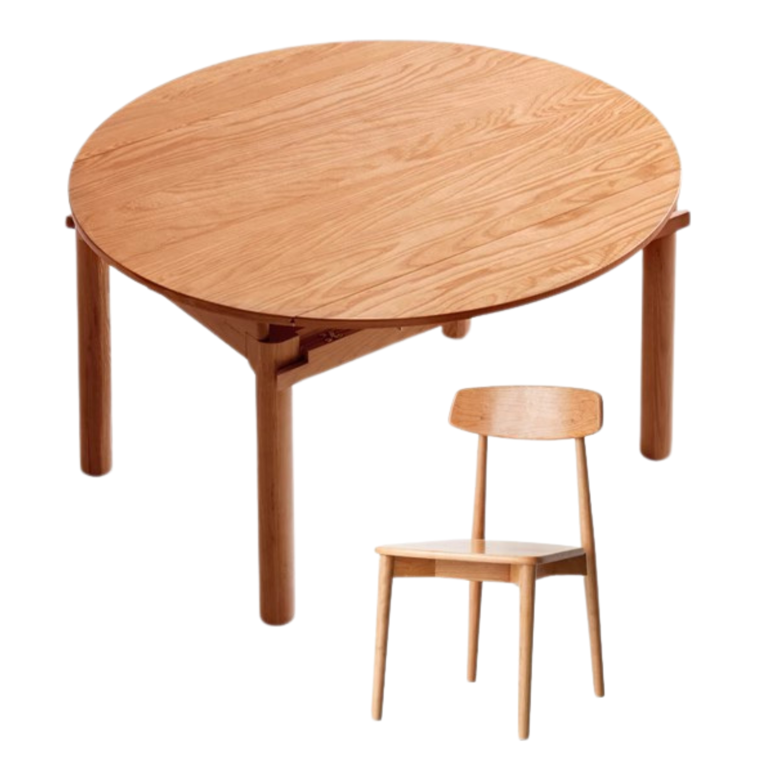 Cherry wood Retractable folding round table )