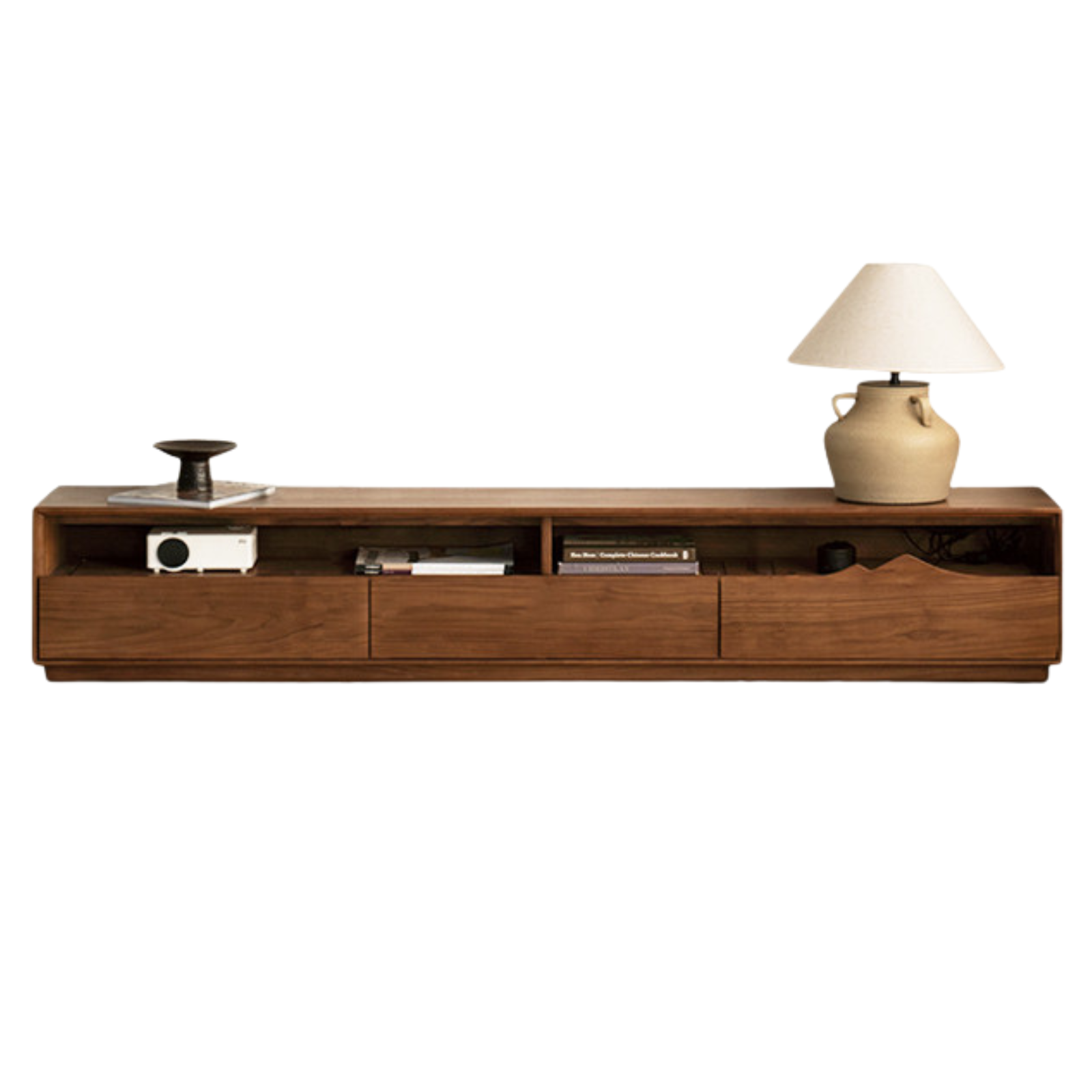 Black walnut large capacity floor TV table-