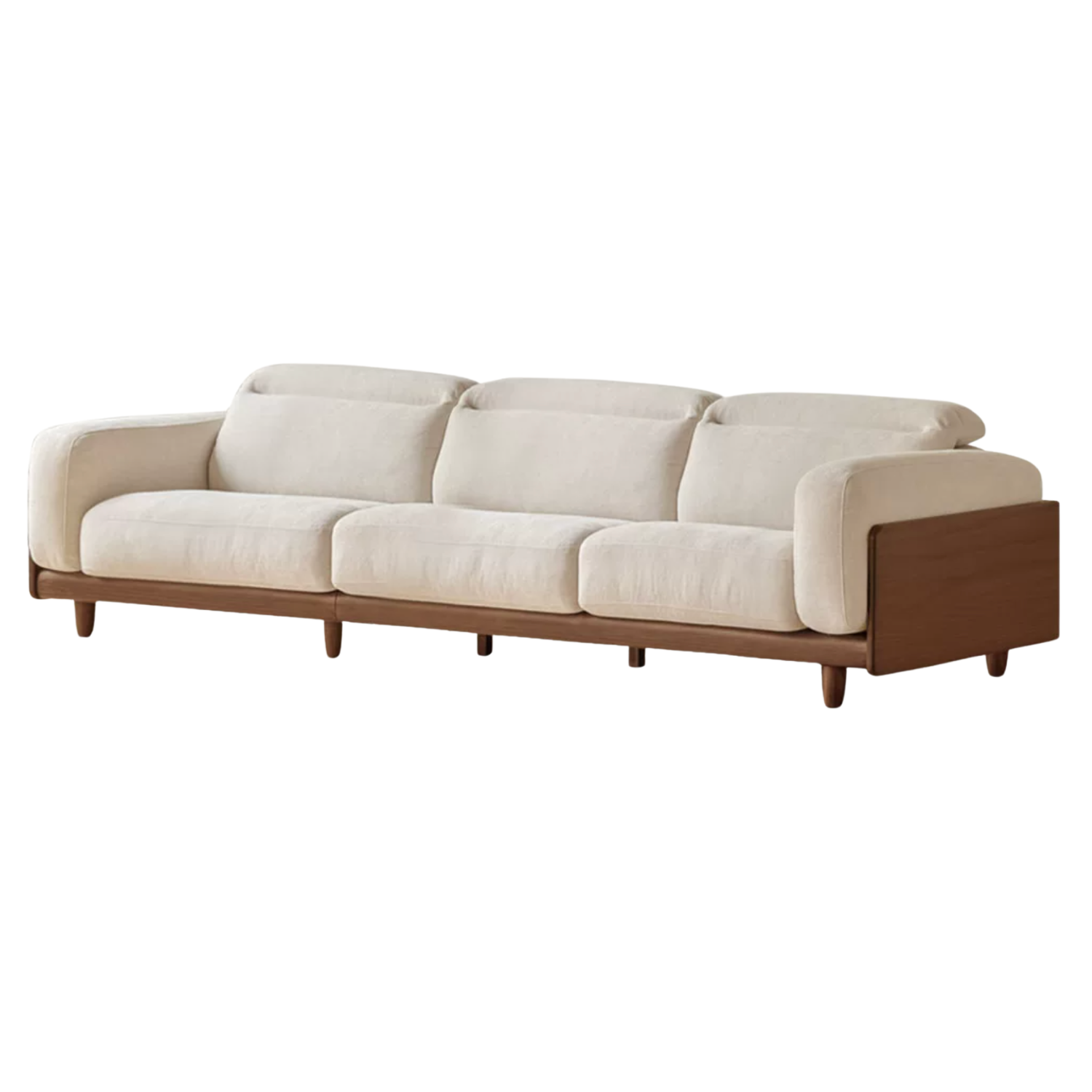 Ash Solid Wood Genuine leather Sofa with Solid Wood Frame and Adjustable Headrest