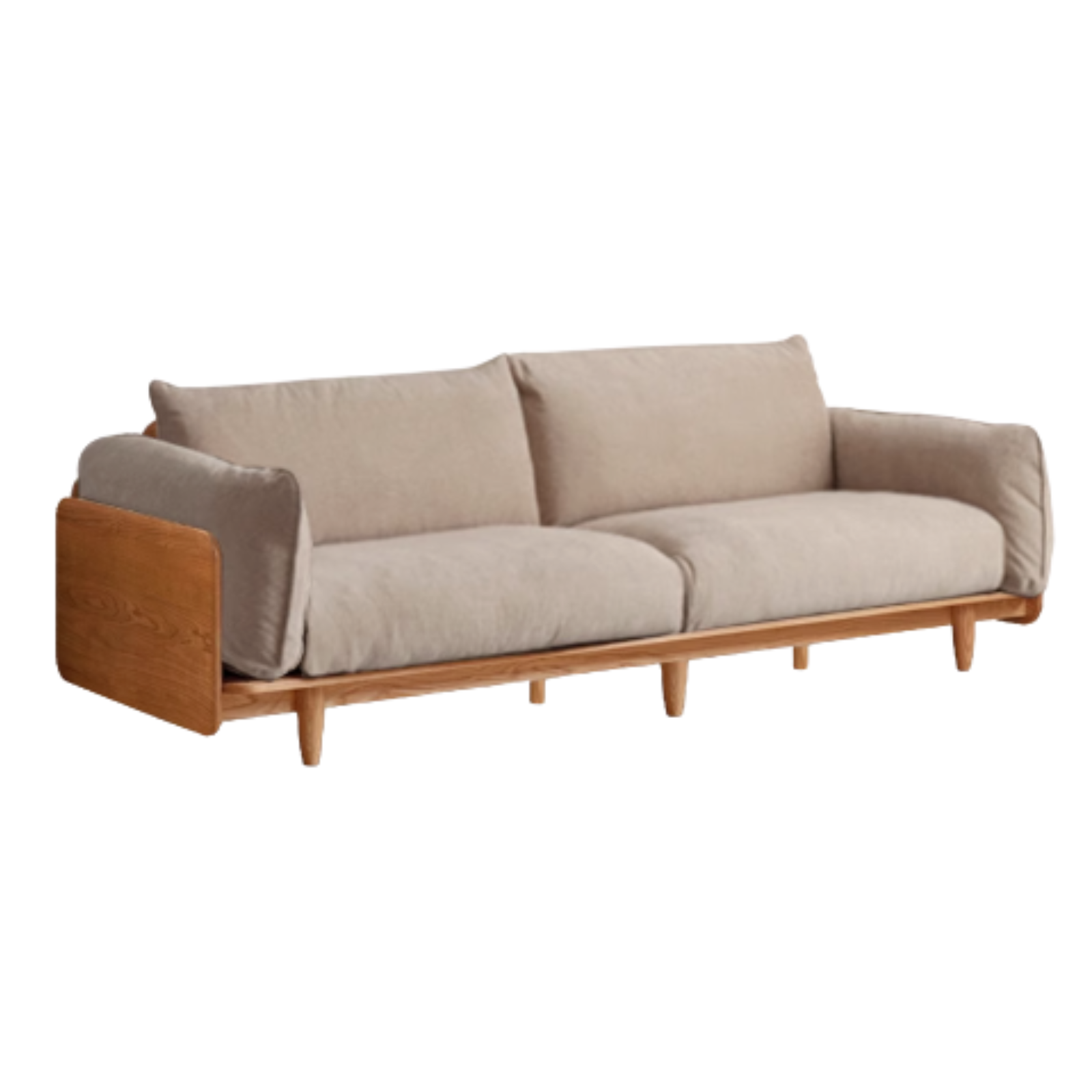 Cherry Wood Sofa Genuine Leather, Fabric