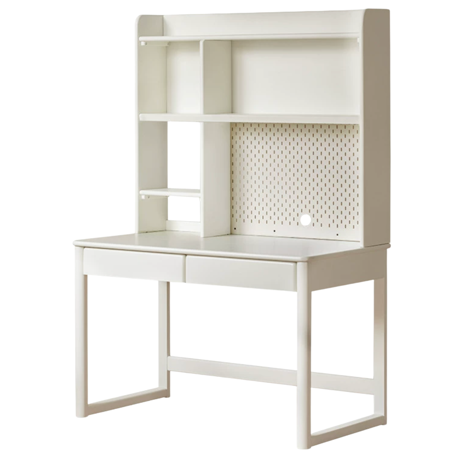 Poplar, Solid Rubberwood Cream Style Bookshelf Integrated Kids Table