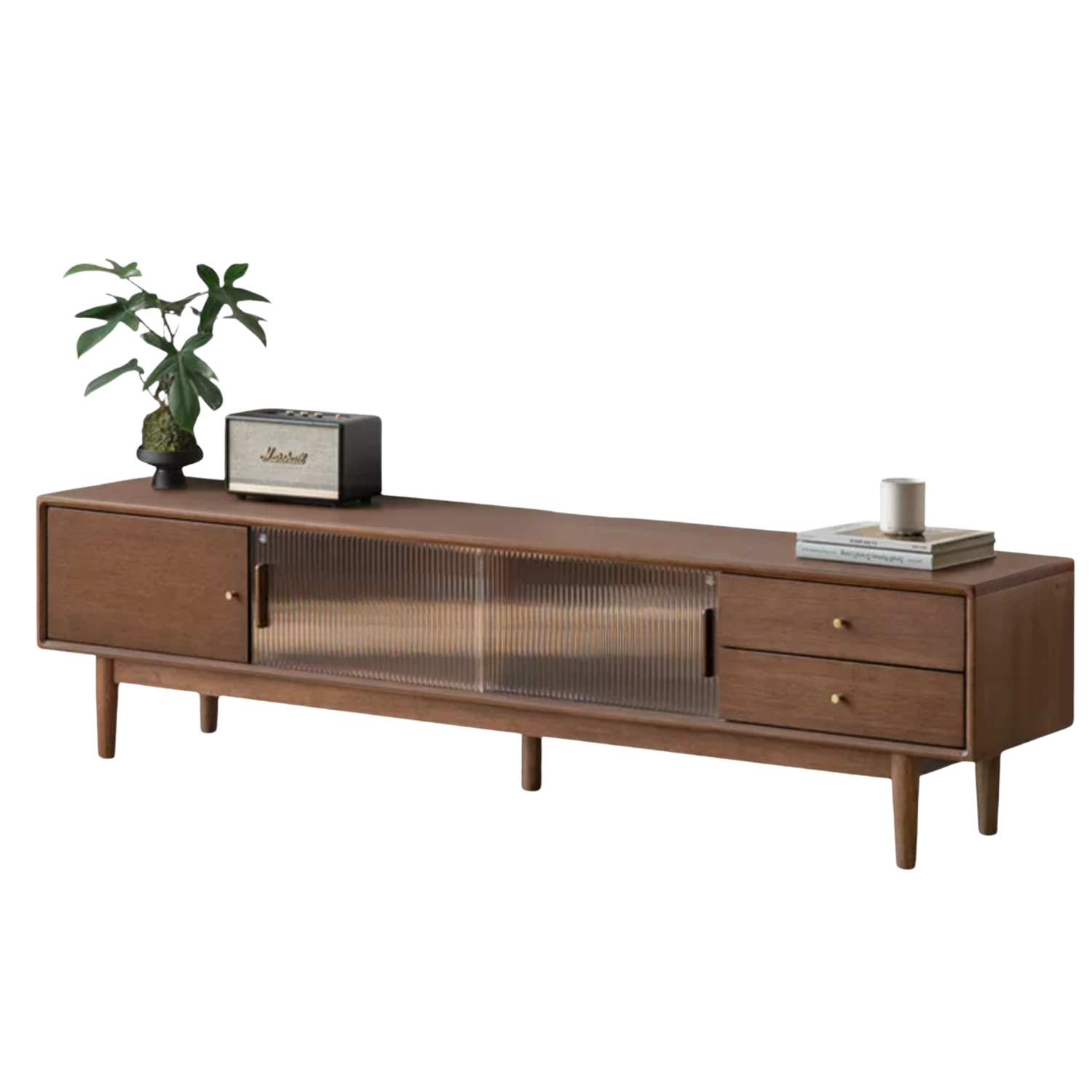 Black Walnut, Sandalwood Modern Minimalist TV Cabinet
