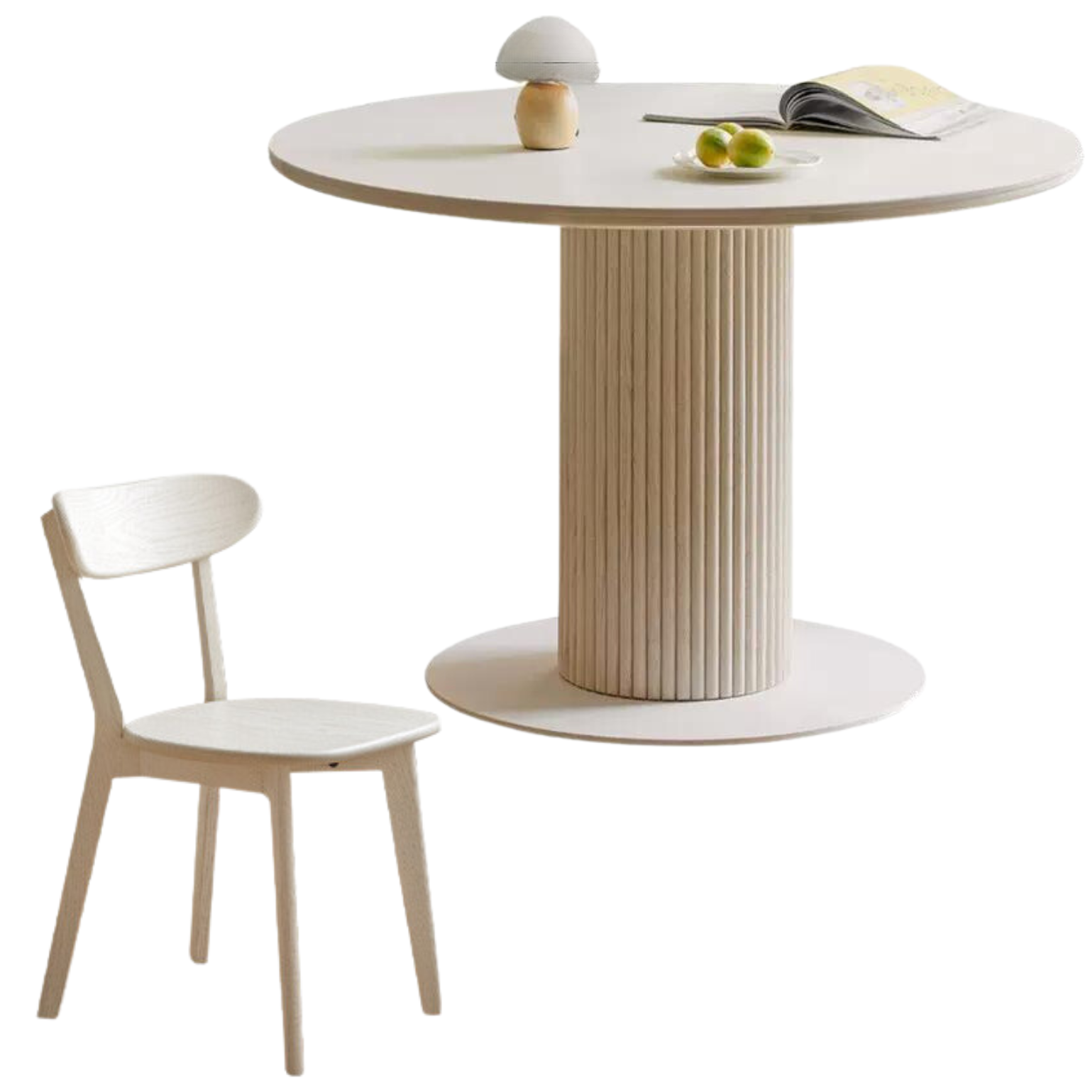 Oak solid wood Rock Plate Dining French Cream Style Round Dining Table -