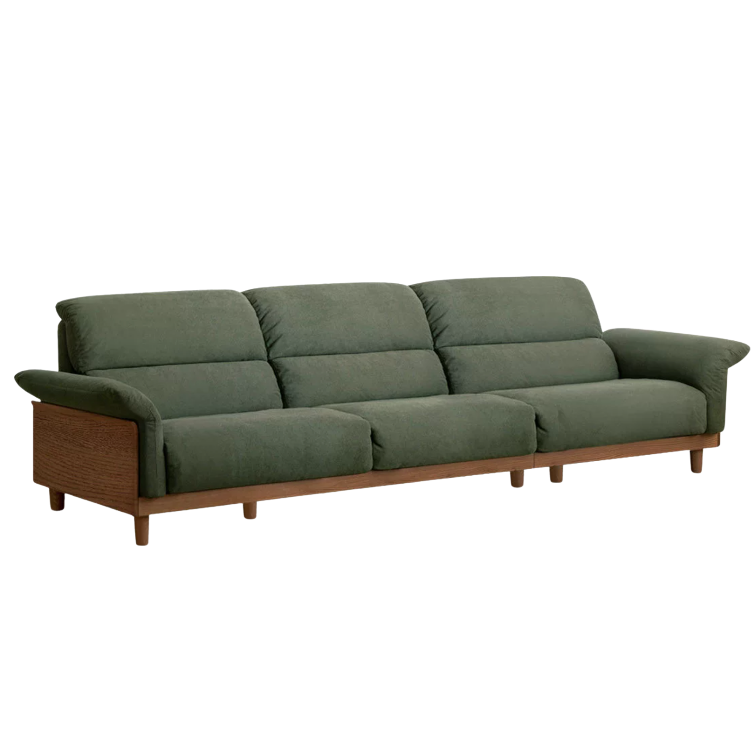 Oak Solid Wood Fabric Sofa, Couch with High Back Cushions, Durable Pet-Friendly Upholstery