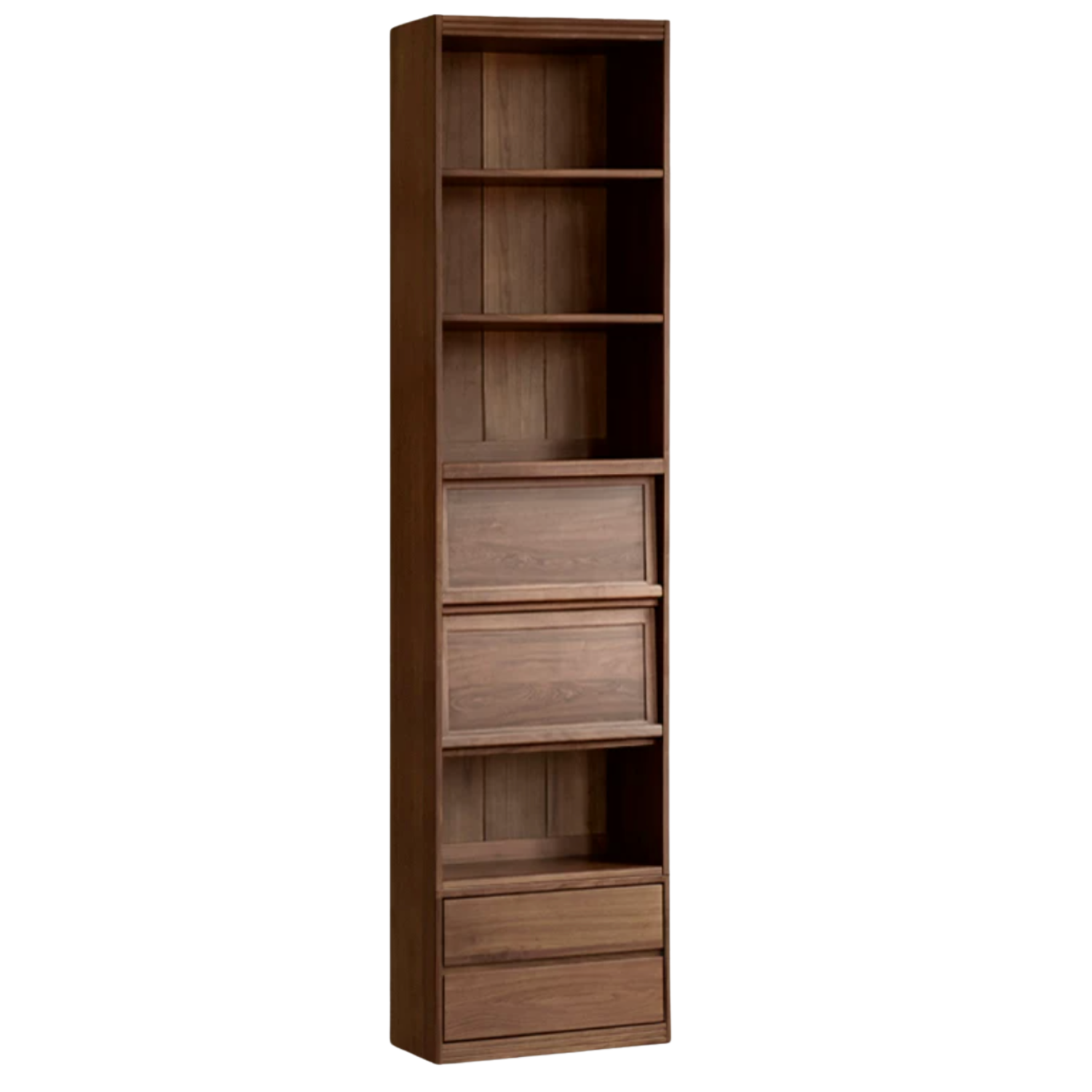 Black Walnut, Oak, Ash Solid Wood Floor-Standing Bookcase with Luxury Storage Cabinet