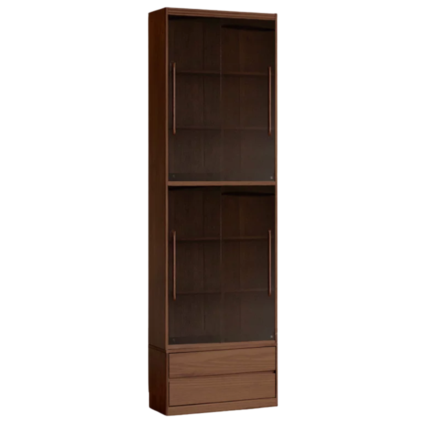 Black Walnut, Oak, Ash Solid Wood Floor-Standing Bookcase with Luxury Storage Cabinet