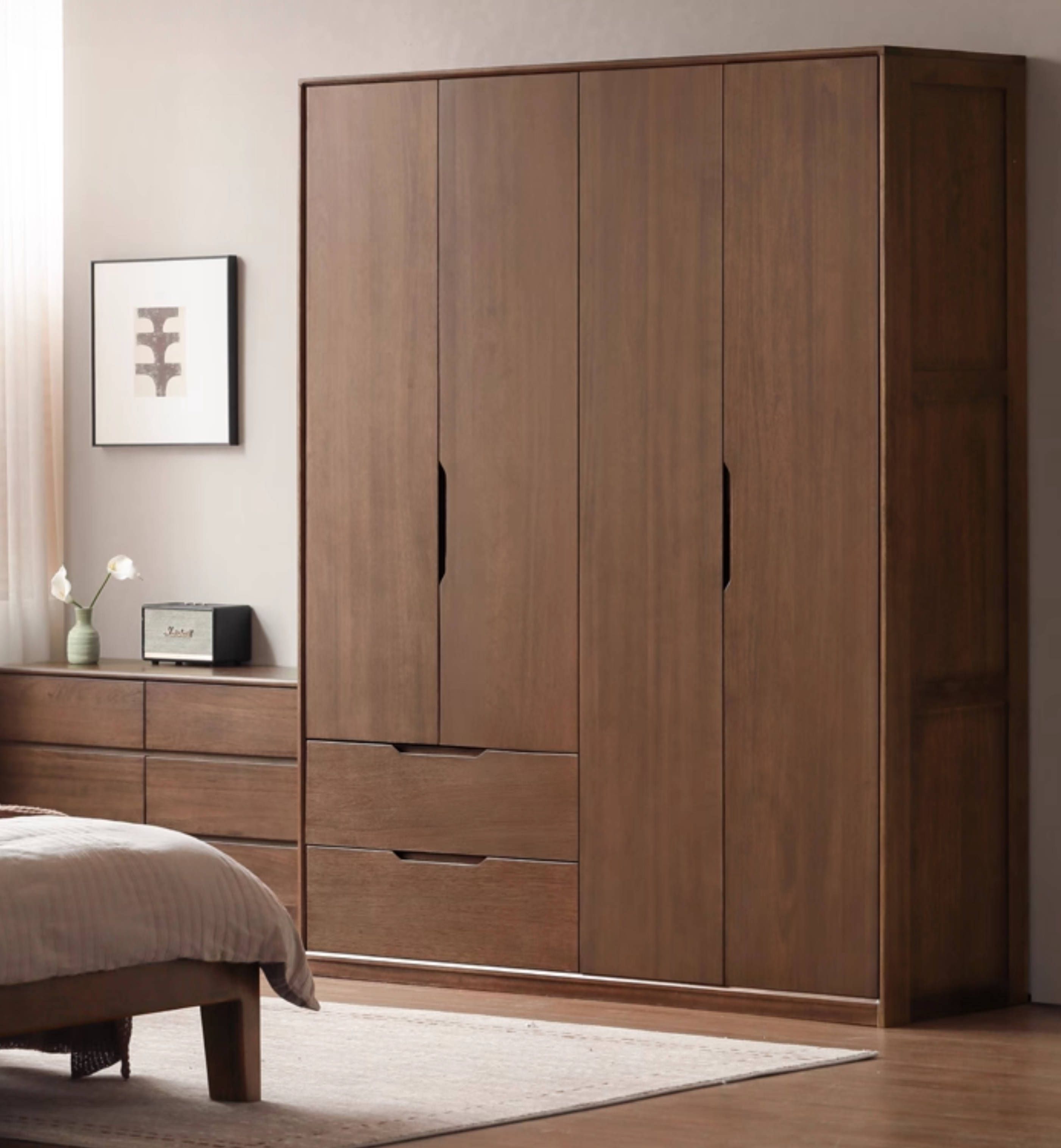 Black Walnut Solid Wood Large Wardrobe