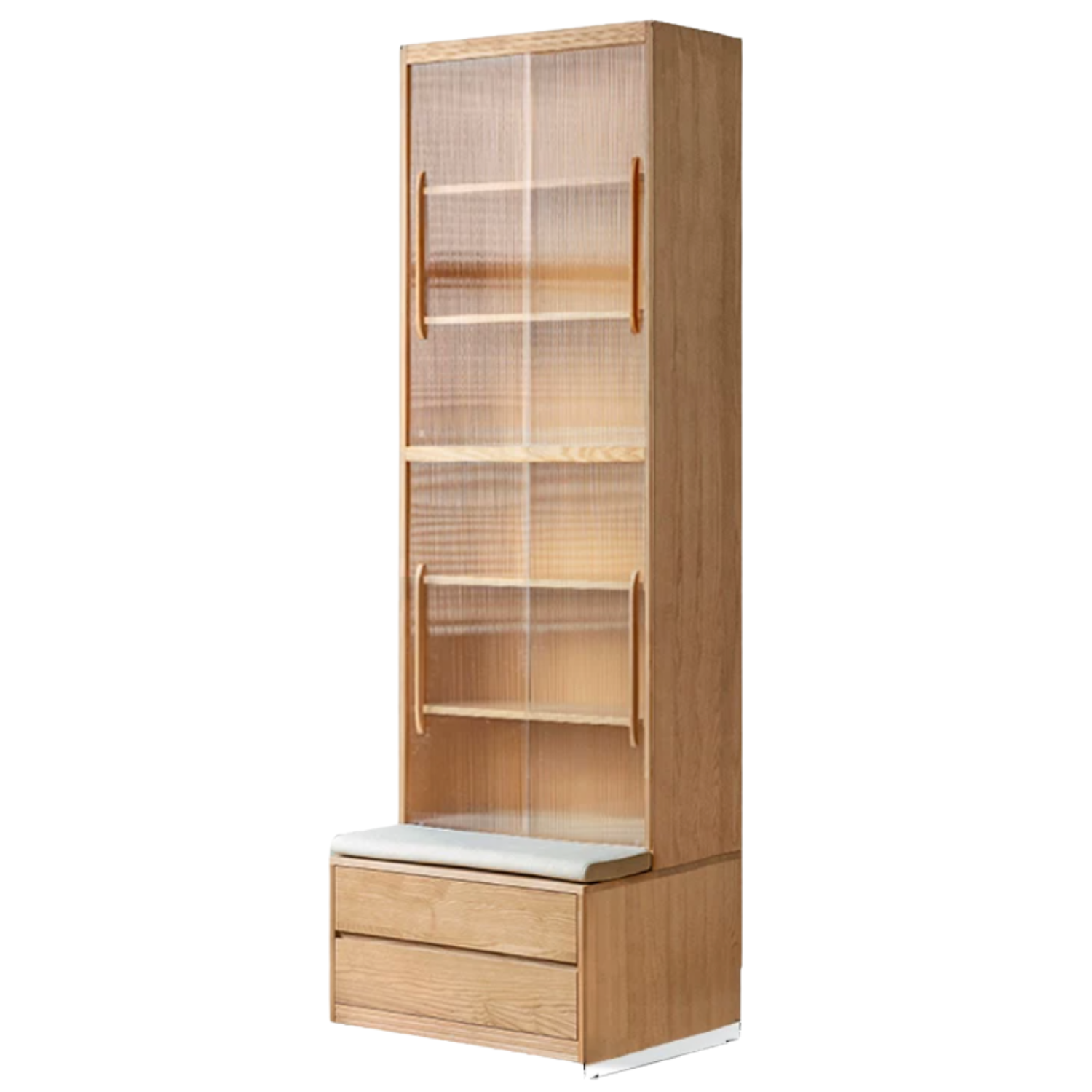 Ash Solid Wood Wall-Mounted Bookcase with Integrated Study Shelf
