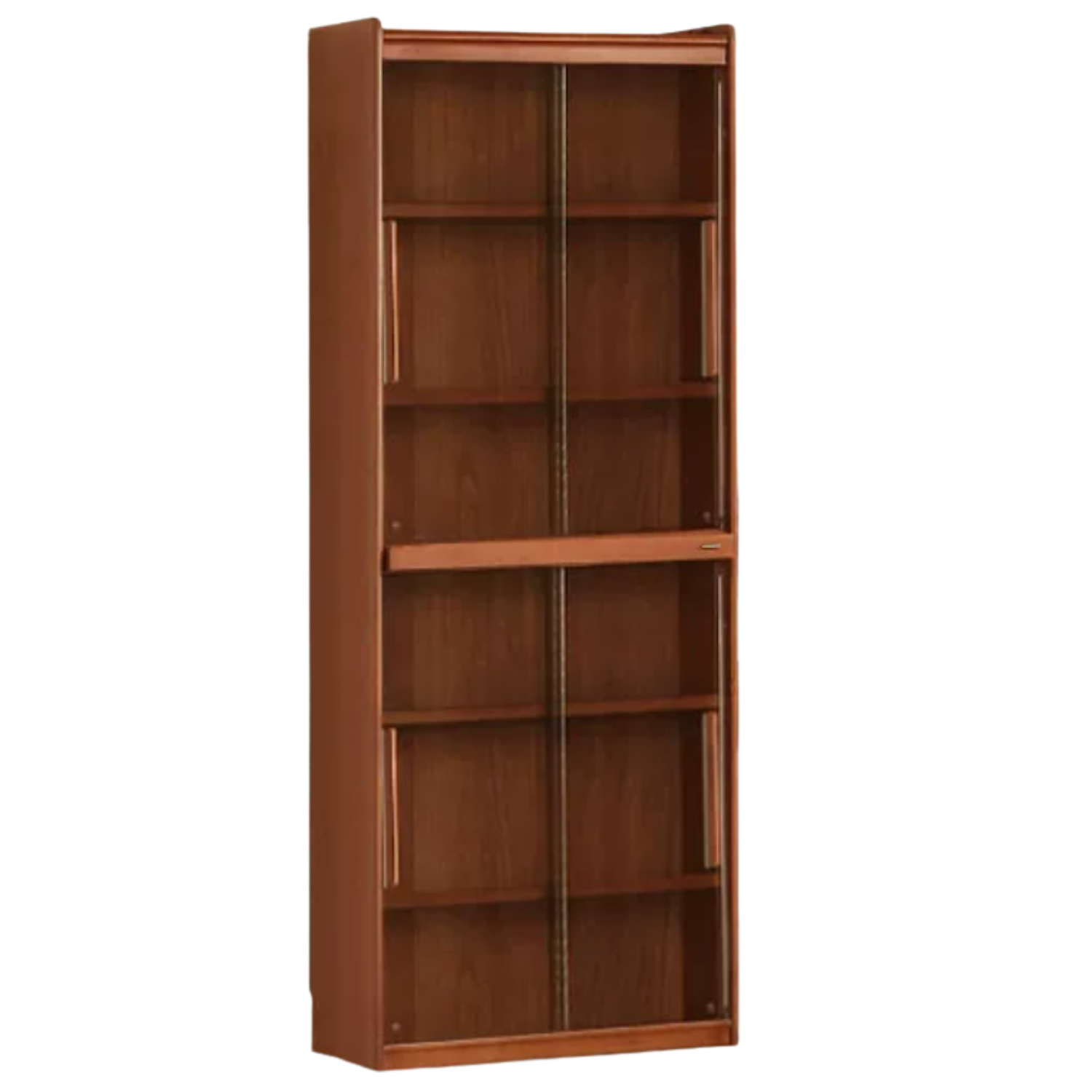 Tulipwood, Birch Solid Wood Floor-to-Ceiling Modular Bookcase with Sliding Glass Doors