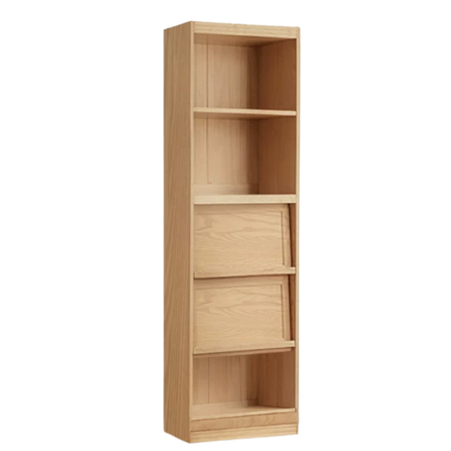 Ash Solid Wood Wall-Mounted Bookcase with Integrated Study Shelf