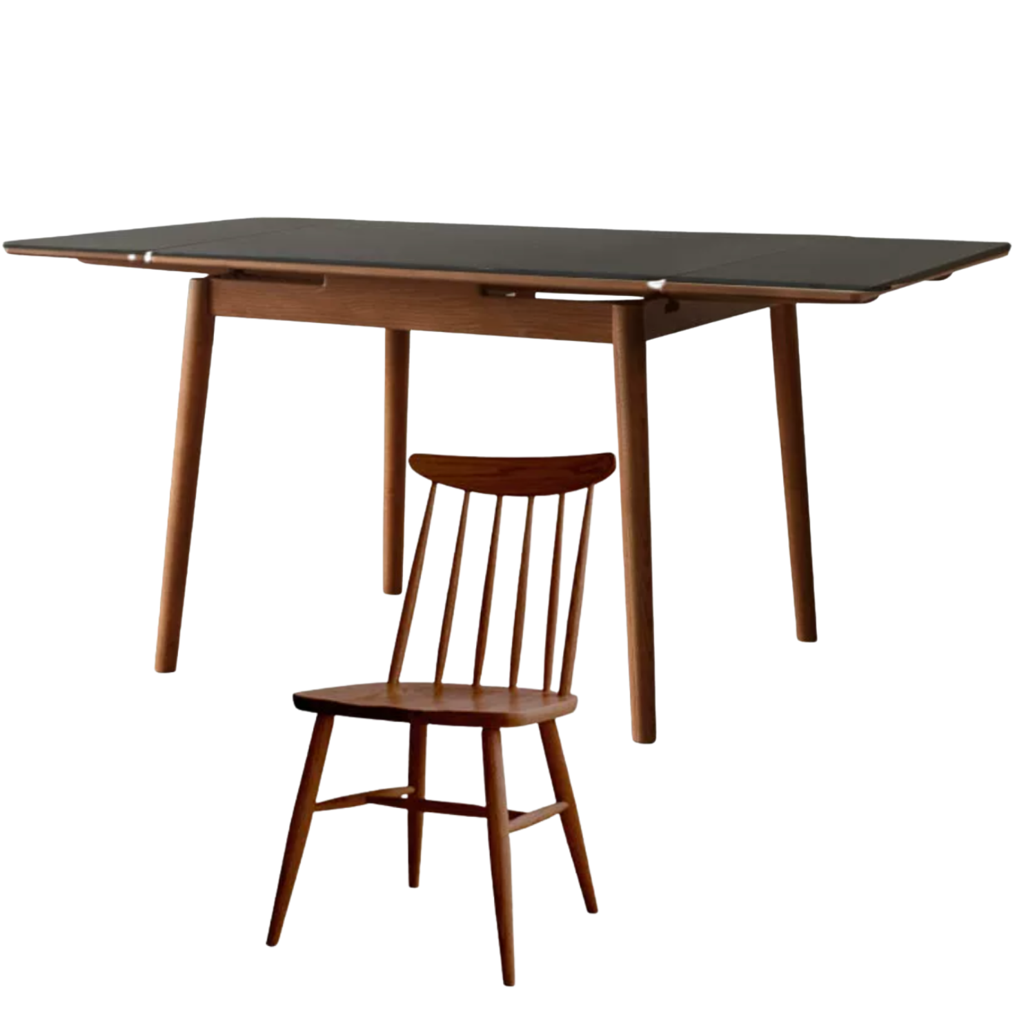 Black Walnut, Oak Solid Wood and Rock Plate Dining Table