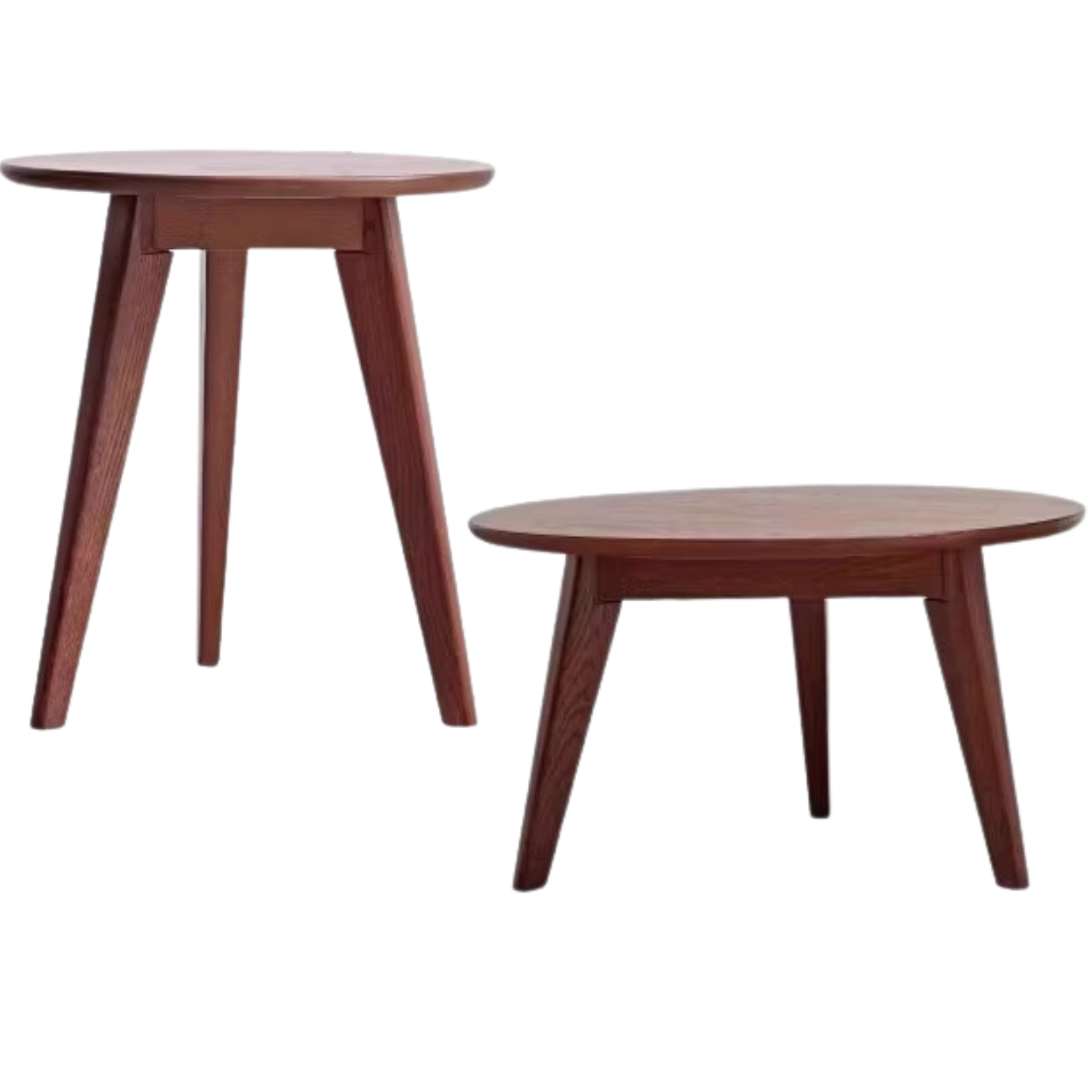 Oak,  Solid Rubberwood Round Coffee Table Combination