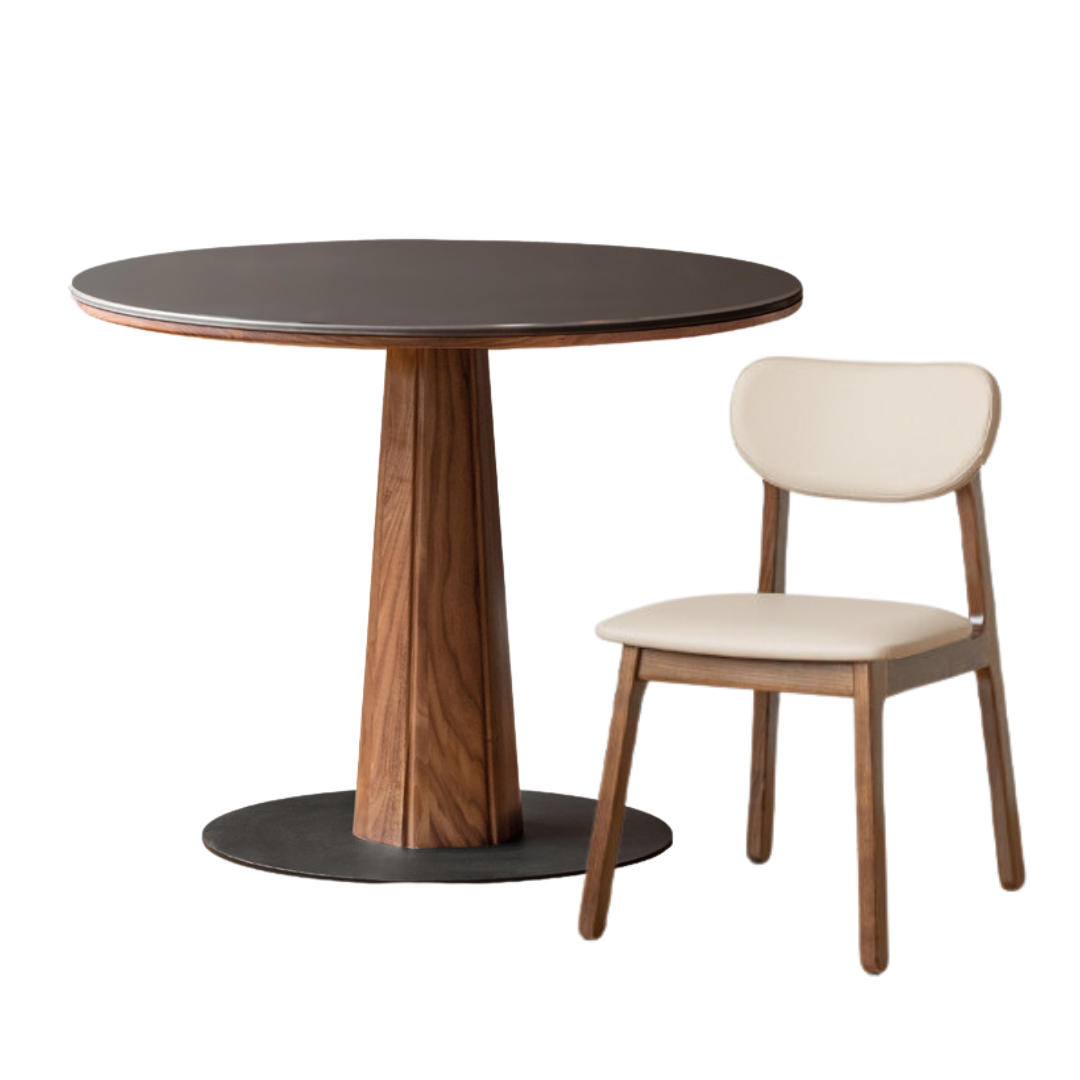 Black Walnut Solid Wood Round Dining Table