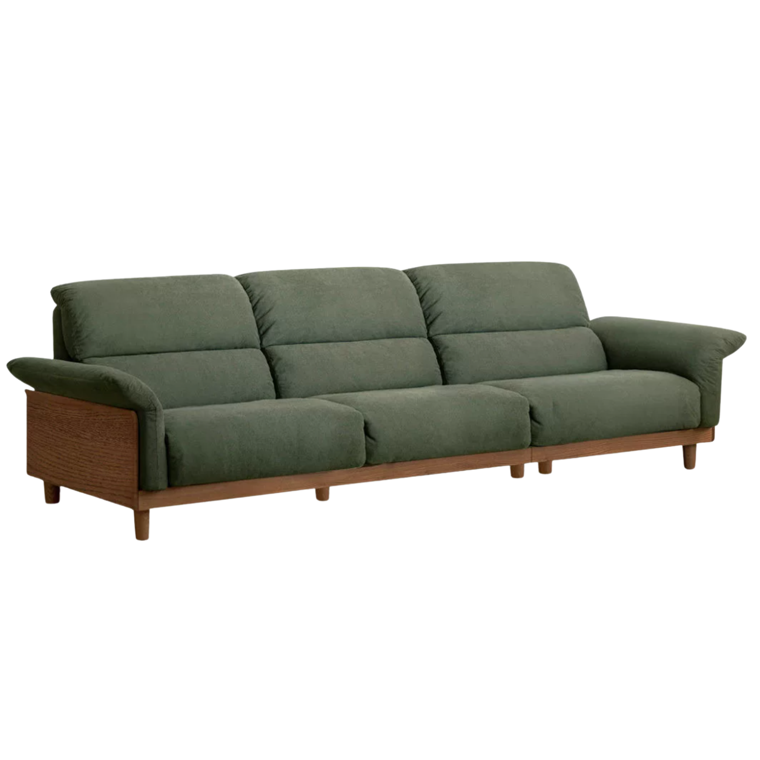 Oak Solid Wood Fabric Sofa, Couch with High Back Cushions, Durable Pet-Friendly Upholstery