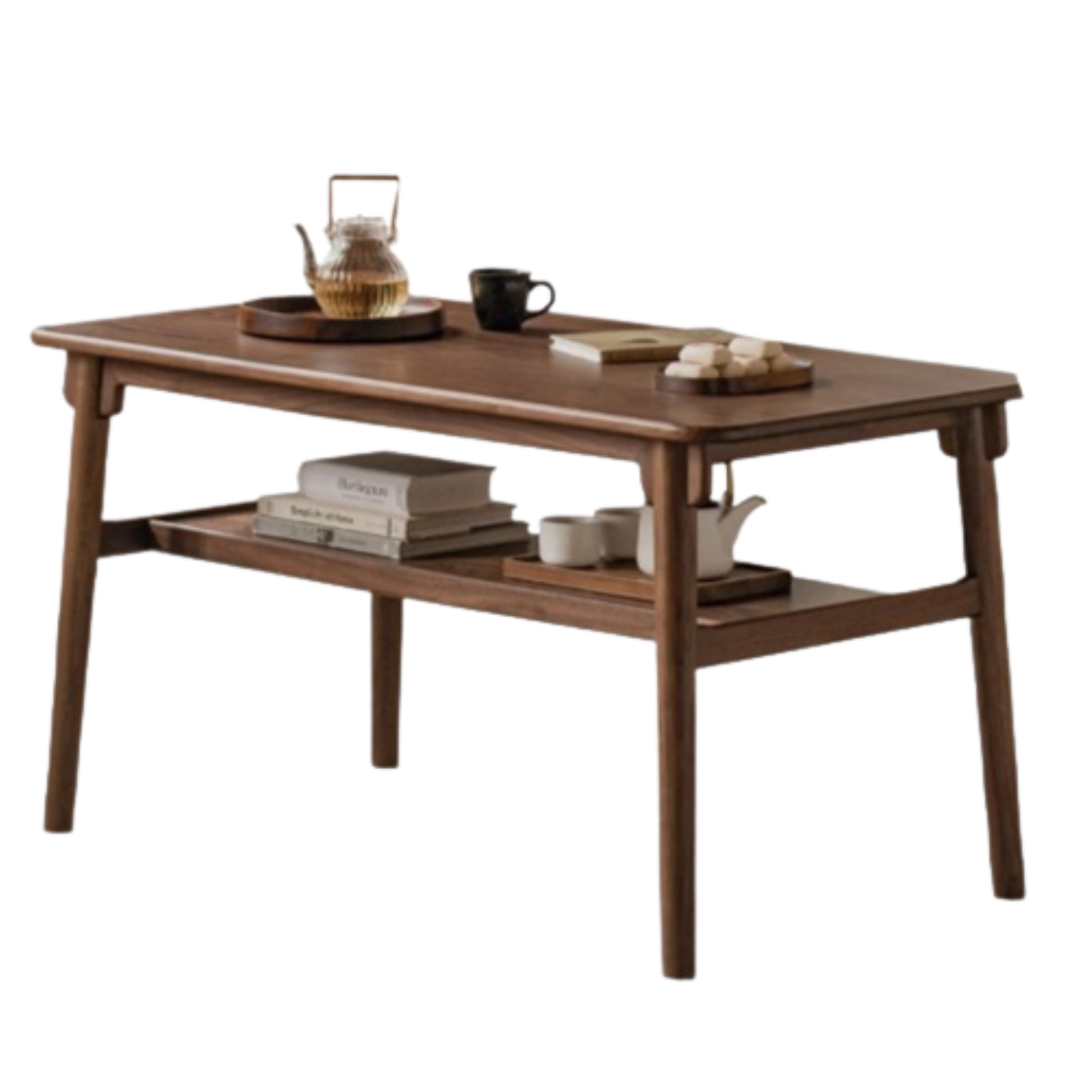 Ash, Black Walnut solid wood double-layer coffee table