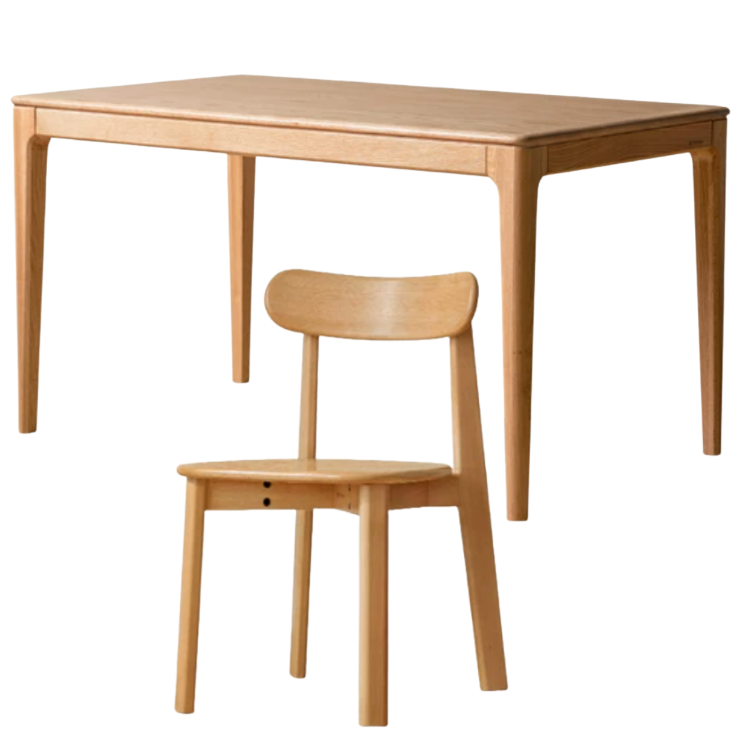 Oak, Ash Solid Wood Log Style Rectangular Dining Table