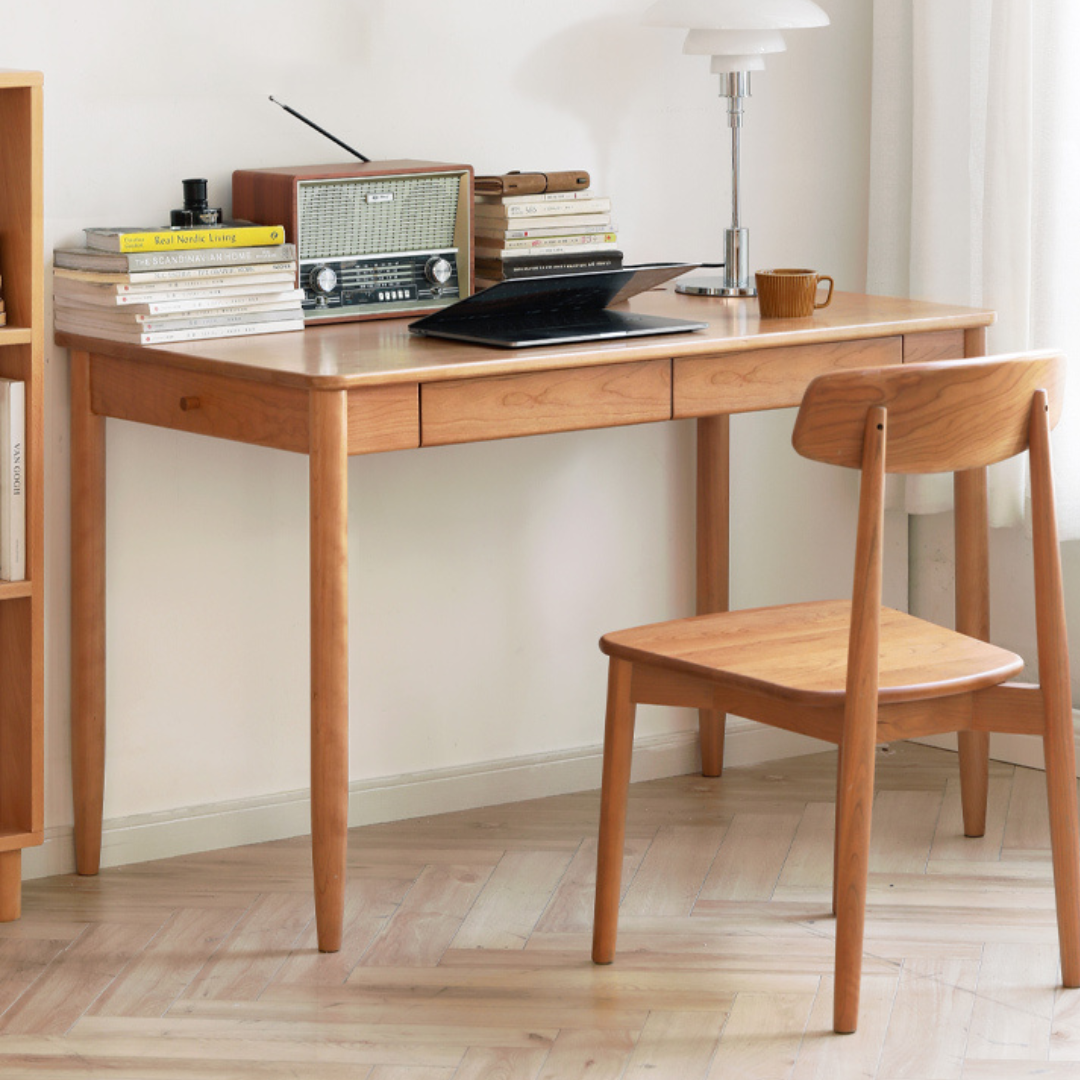 Cherry Solid Wood Table with Socket