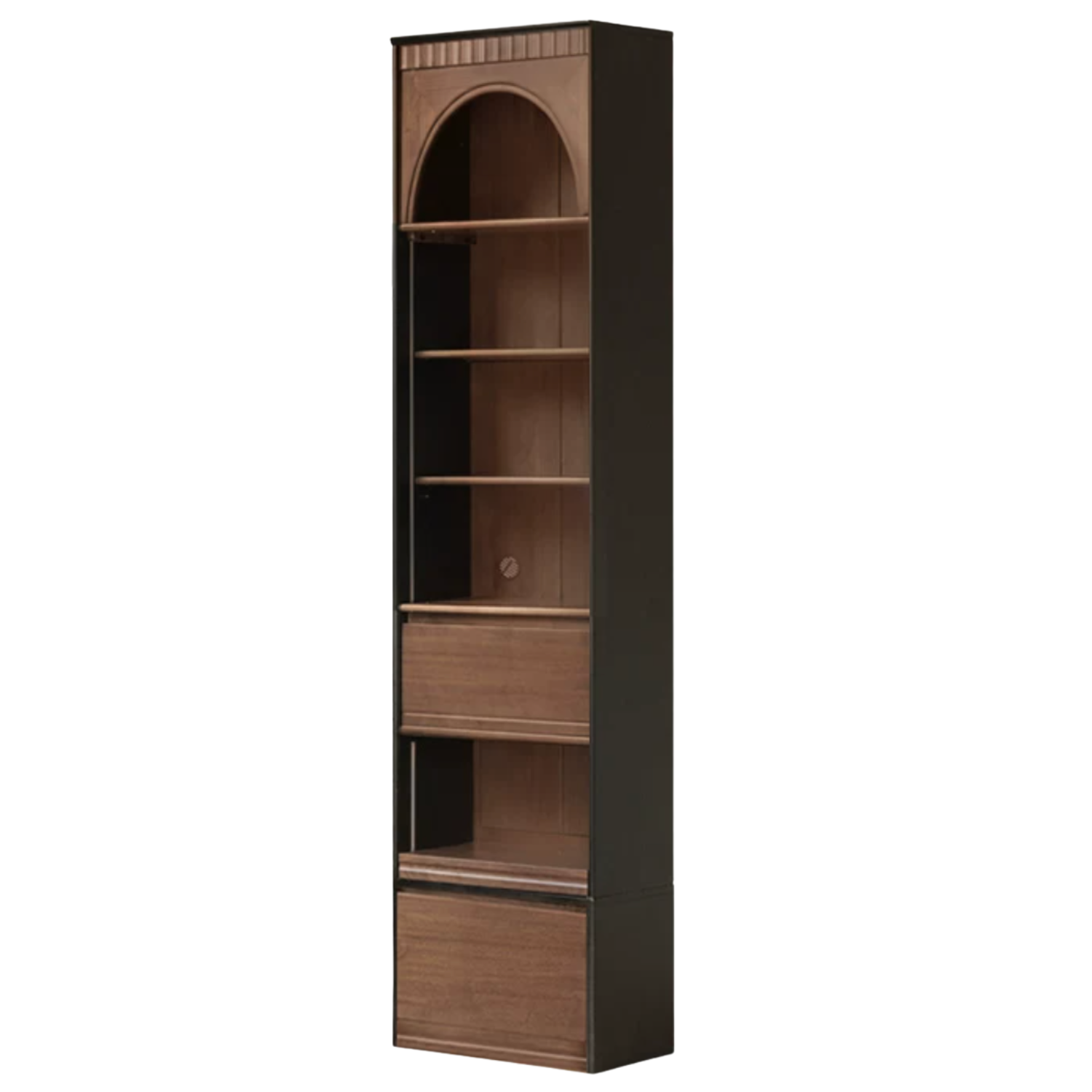 Black Walnut, Solid Sandalwood, Oak Bookcase with French Retro Display Cabinet