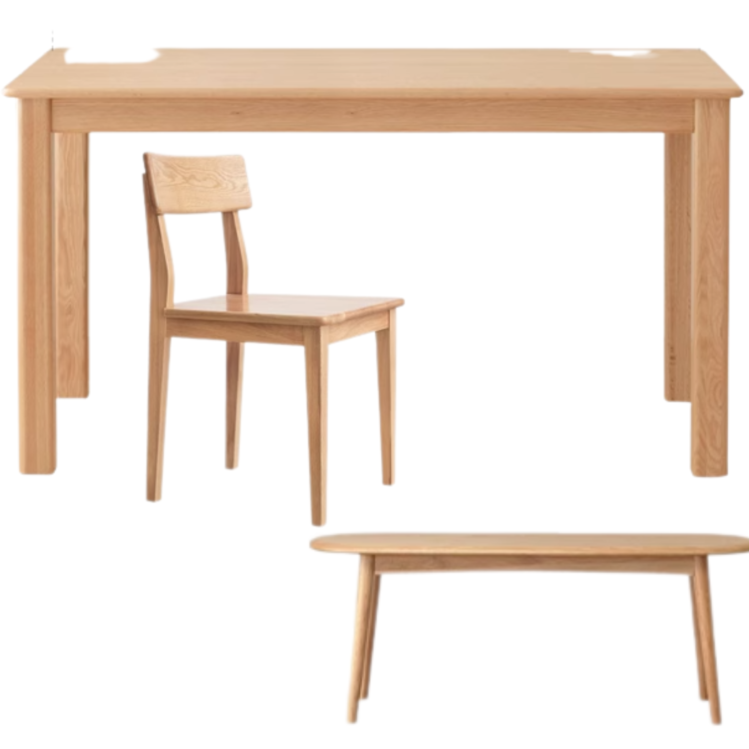 Oak, Ash Solid Wood Modern Dining Table