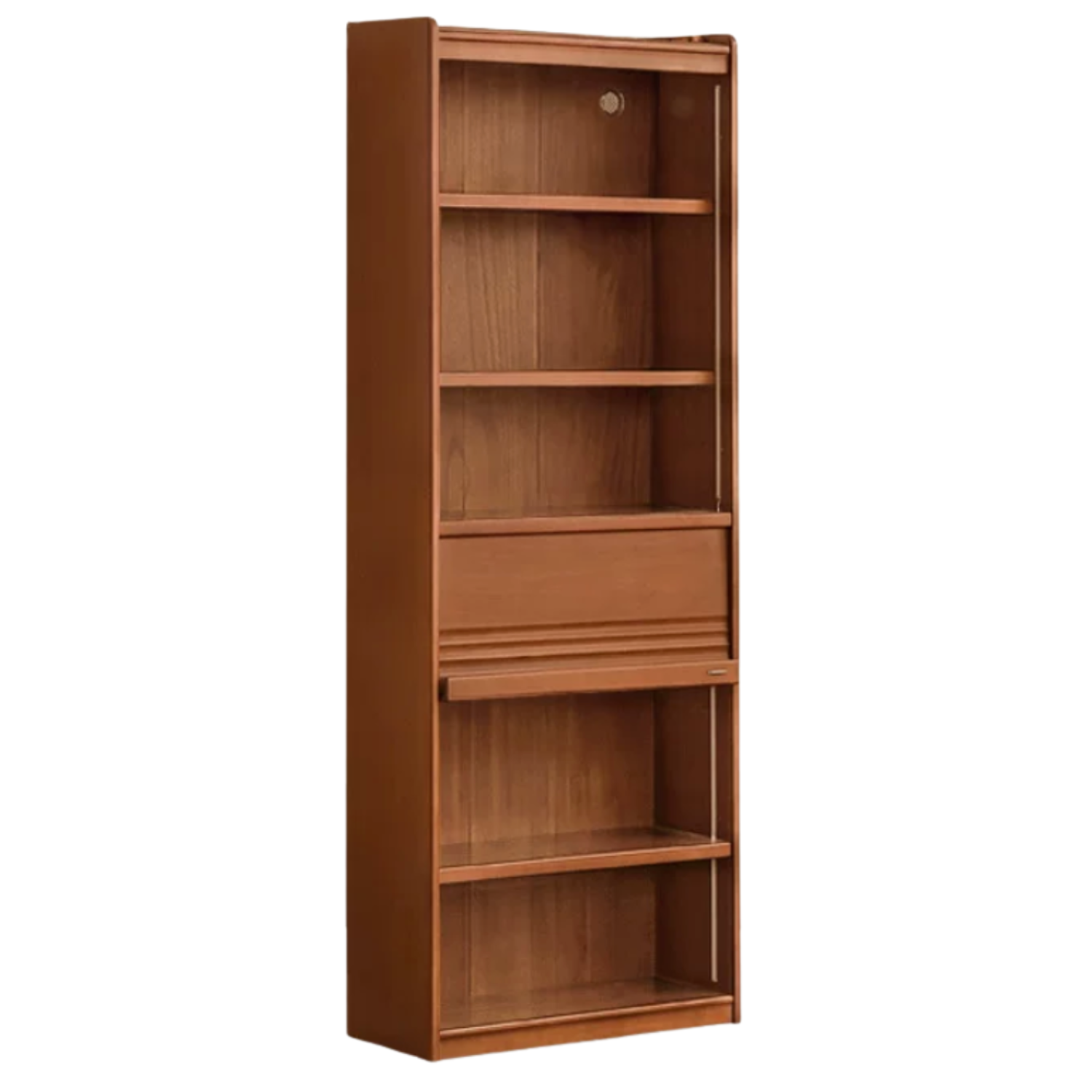 Tulipwood, Birch Solid Wood Floor-to-Ceiling Modular Bookcase with Sliding Glass Doors