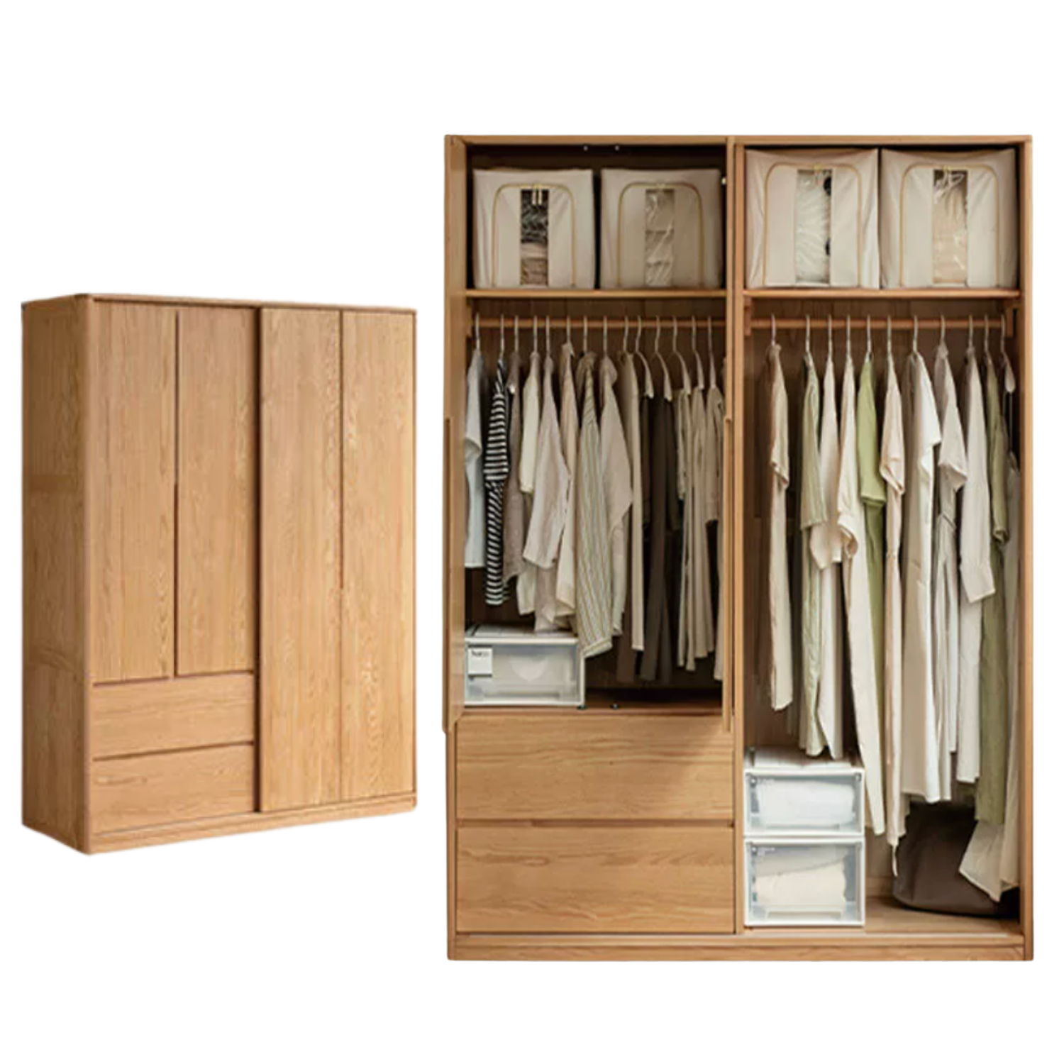 Oak Solid Wood Wardrobe Sliding Door.