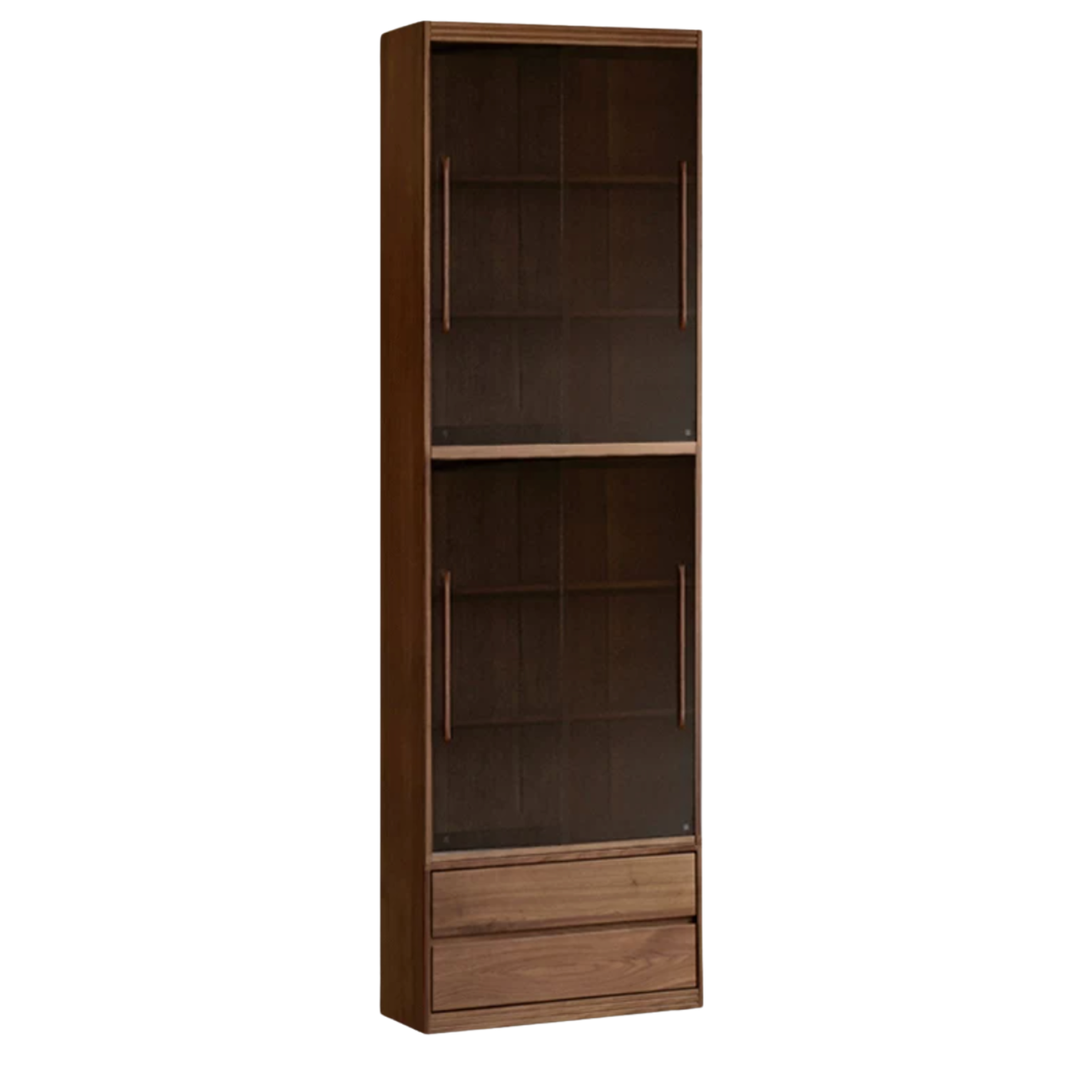 Black Walnut, Oak, Ash Solid Wood Floor-Standing Bookcase with Luxury Storage Cabinet