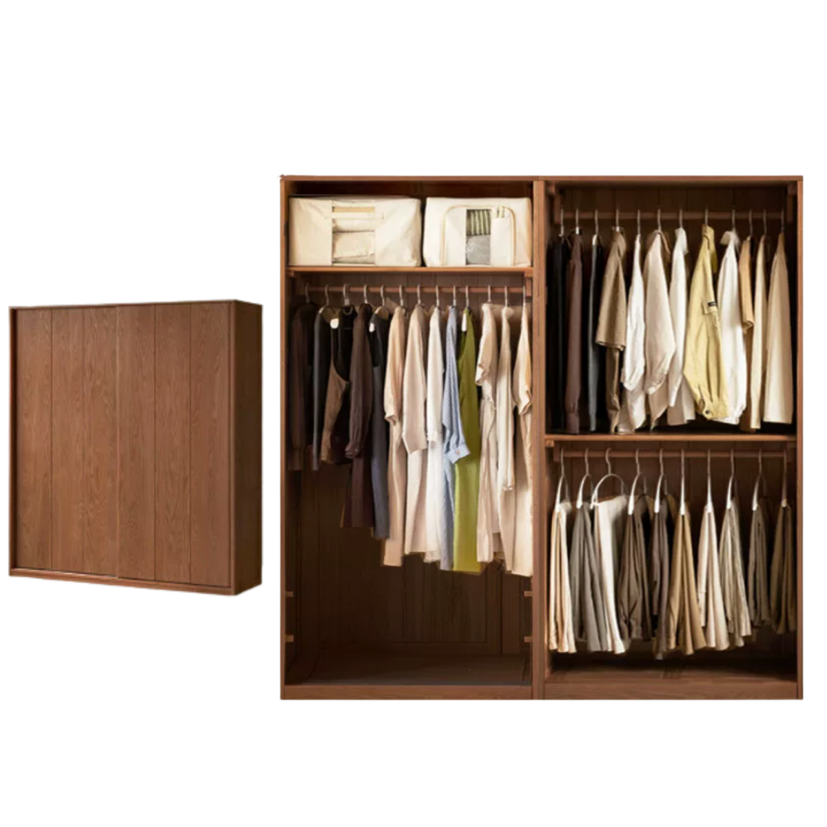 Oak Solid Wood Fluted Sliding Door Wardrobe