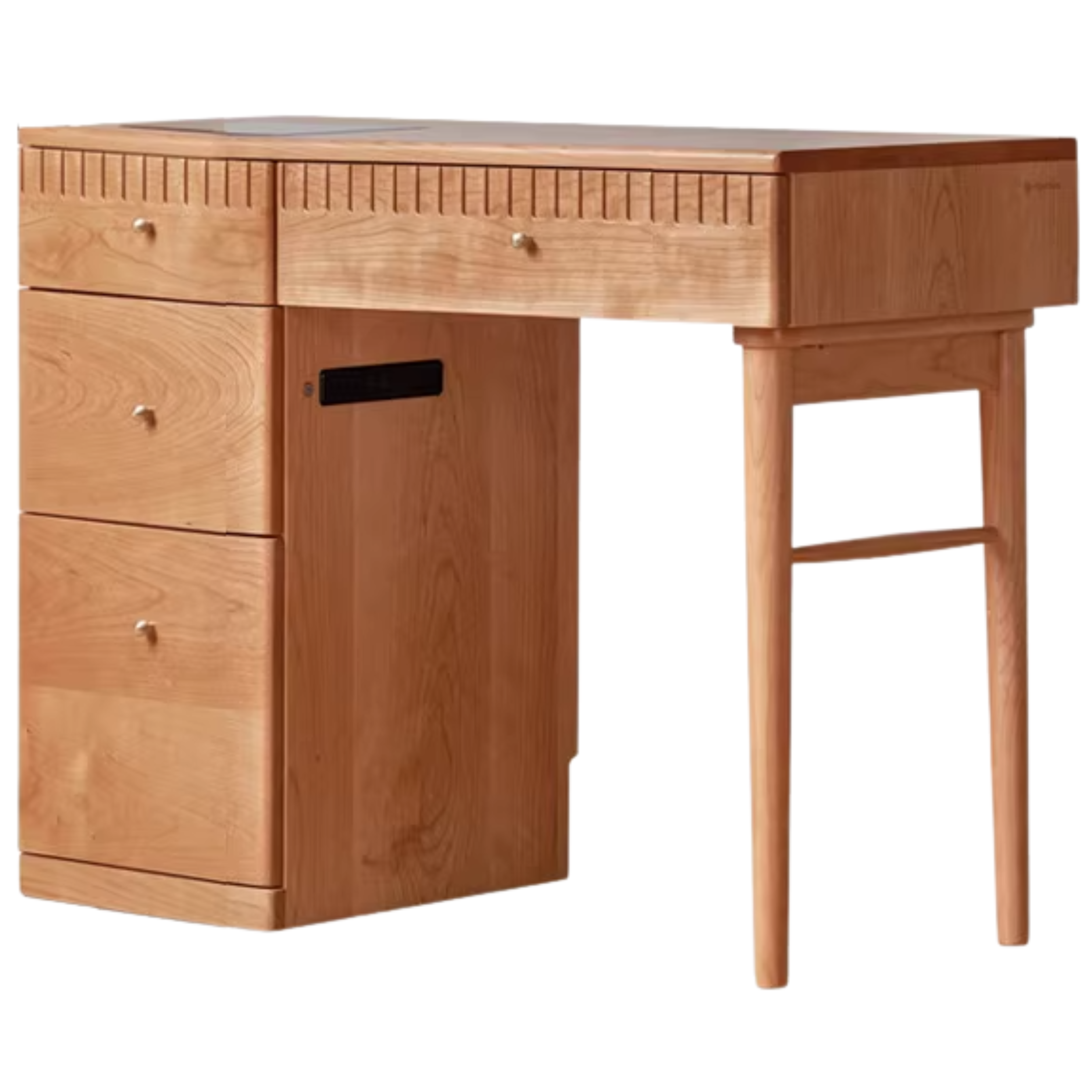 Cherry Solid Wood Retro Dressing Table Cabinet Integrated
