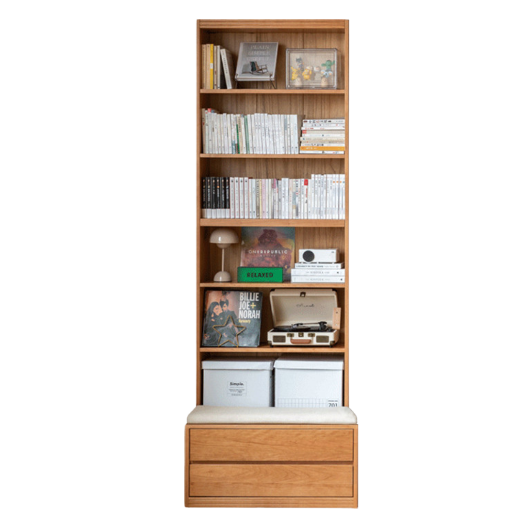 Cherry Solid Wood Bookcase Combination Glass Cabinet