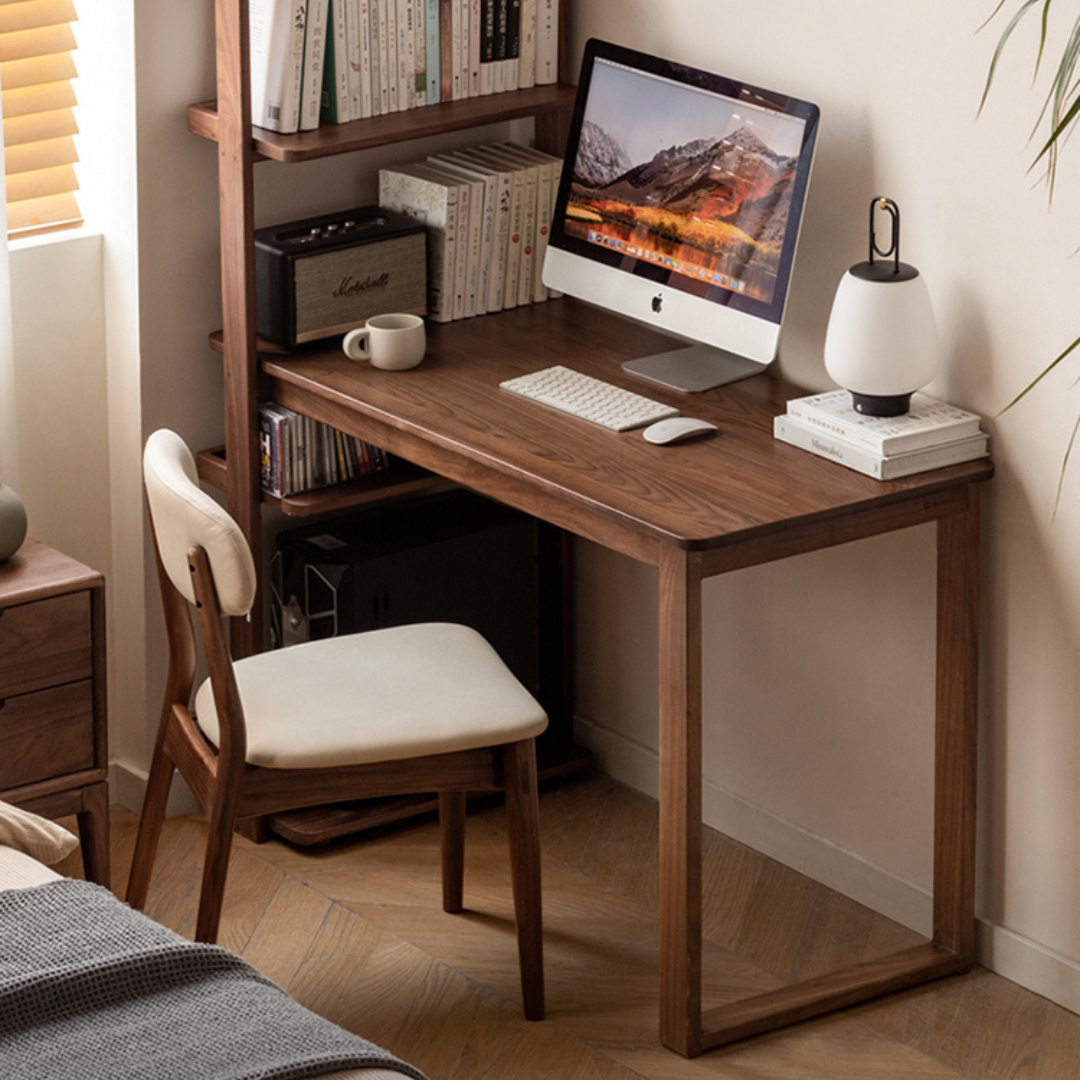 Black Walnut, Ash Solid Wood Desk Bookshelf